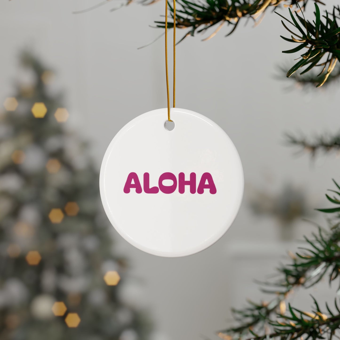 Aloha Pink Decorative Ceramic Ornaments, Double-Sided (1pc, 3pcs, 5pcs, 10pcs)