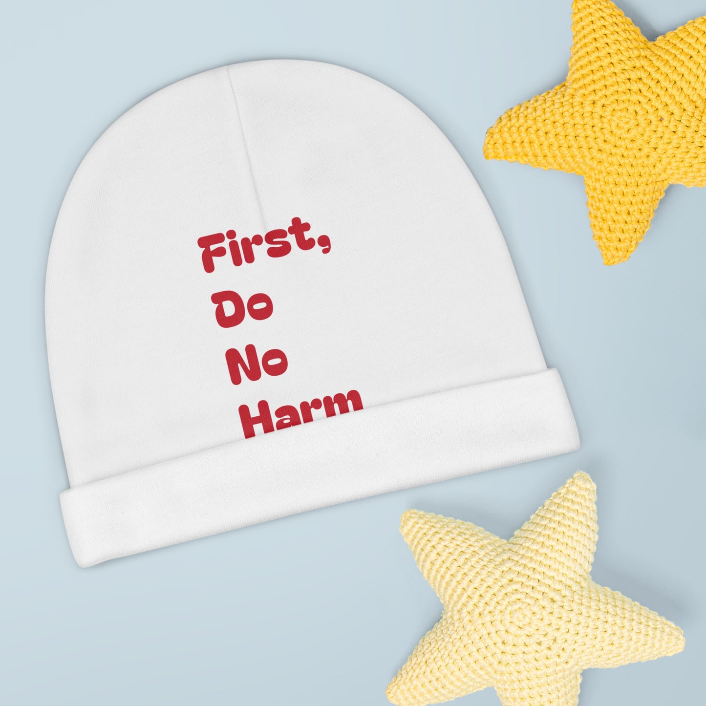 First Do No Harm Red Baby Beanie (AOP)