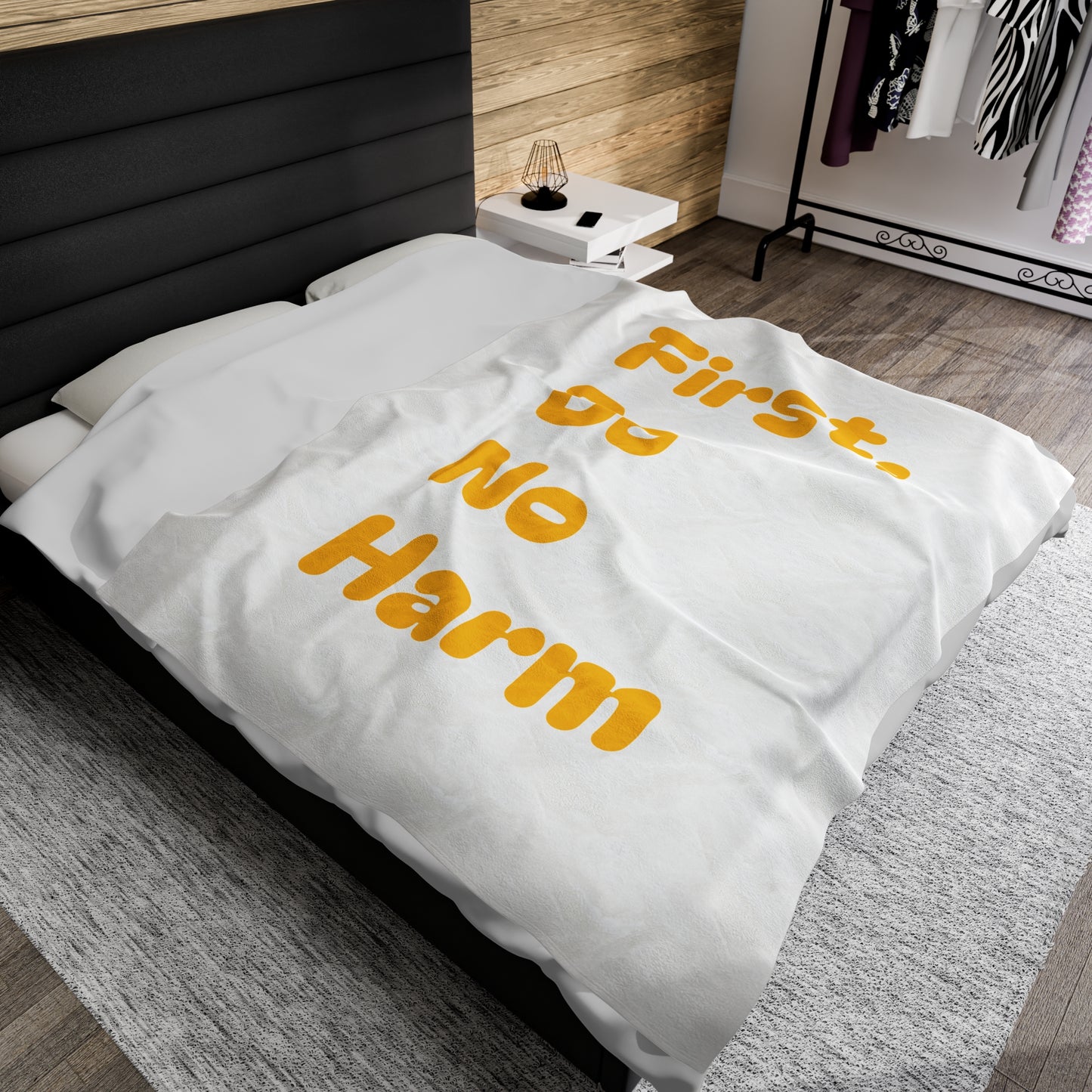 First Do No Harm Yellow Velveteen Plush Blanket
