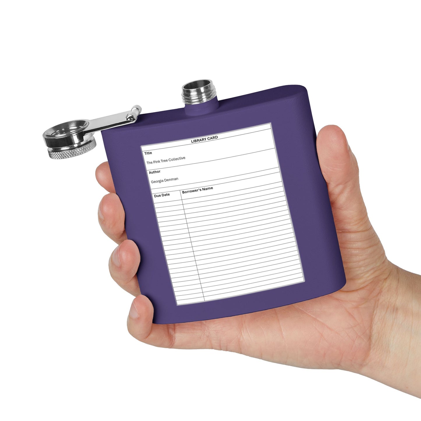 Library Card Stainless Steel Flask — 6oz Novelty Bookish Hip Flask
