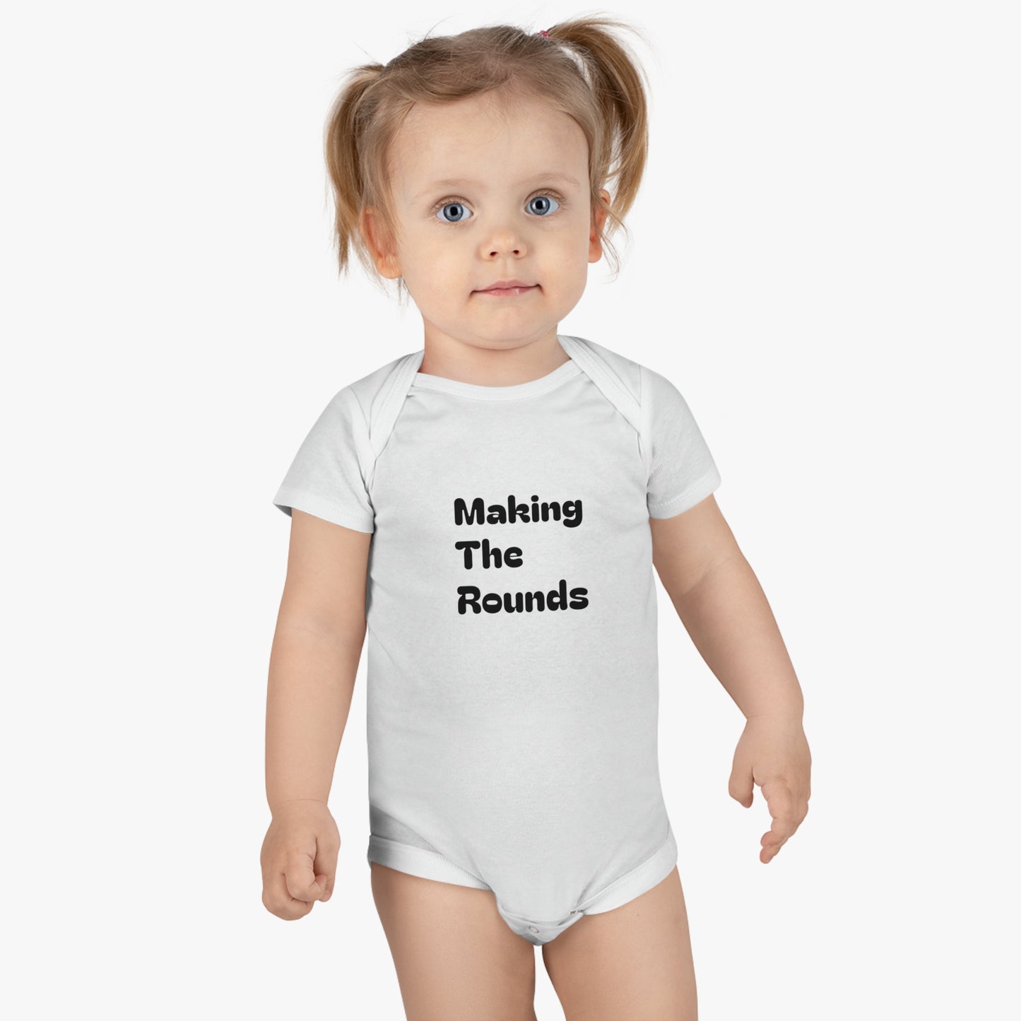 Making The Rounds Black / Grey Baby Short Sleeve Onesie®