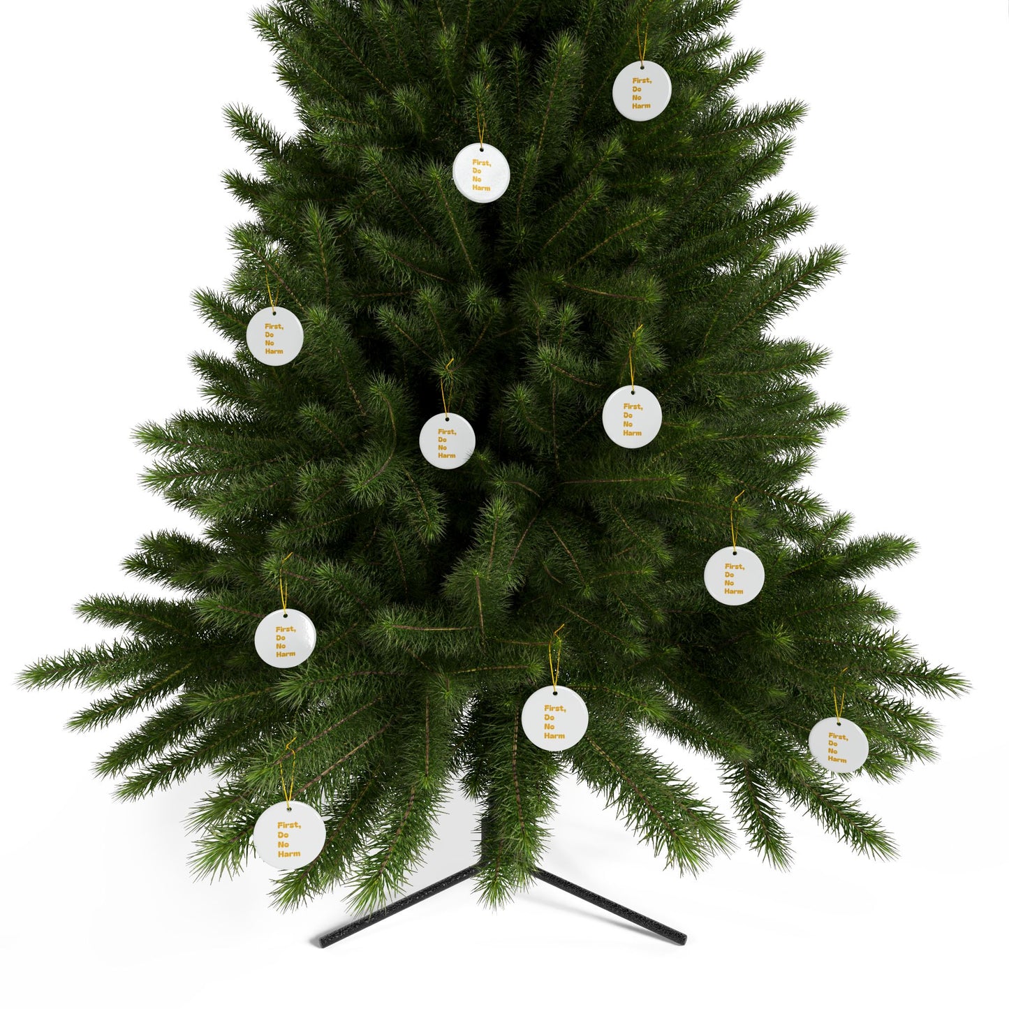 First Do No Harm Yellow Ceramic Ornaments, 2-Side Print, (1pc, 3pcs, 5pcs, 10pcs)