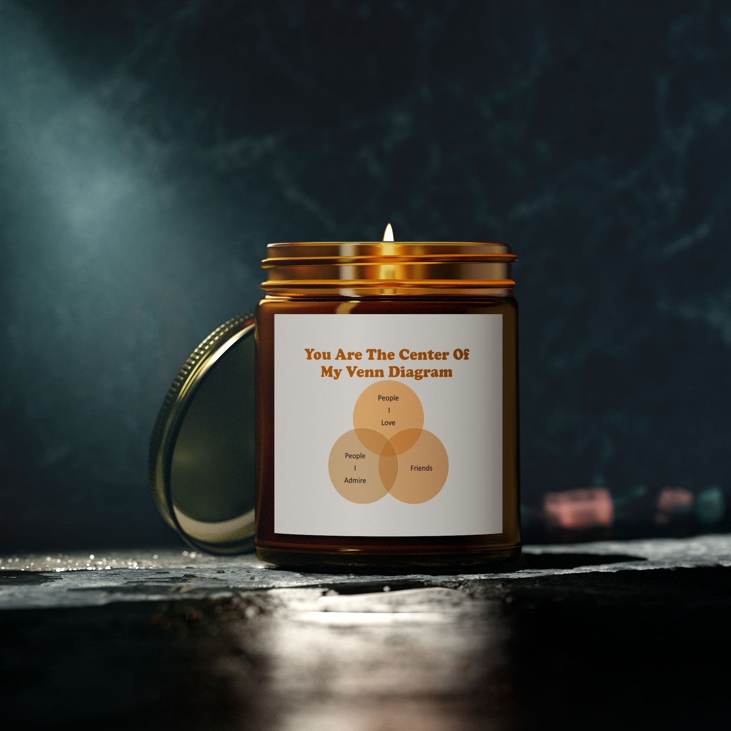 You Are The Center Of My Venn Diagram Orange Scented Candles, Coconut Apricot Wax (4oz, 9oz)