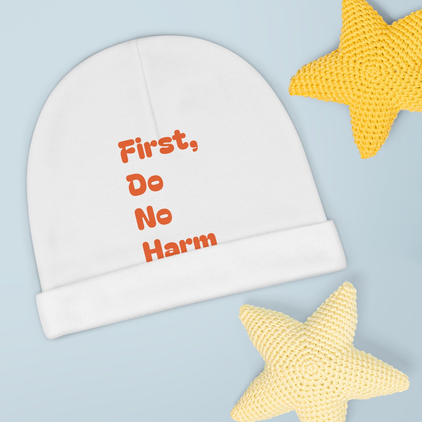 First Do No Harm Orange Baby Beanie (AOP)