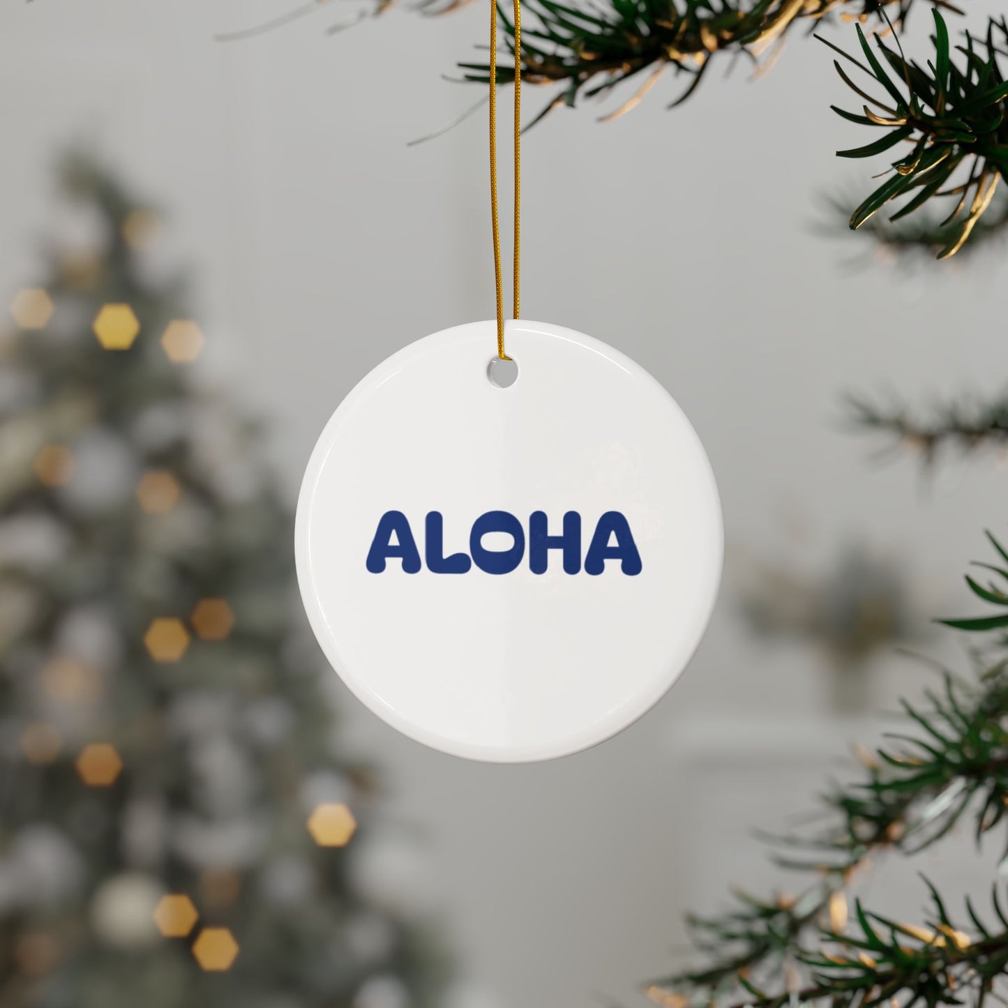 Aloha Dark Blue Decorative Ceramic Ornaments, Double-Sided (1pc, 3pcs, 5pcs, 10pcs)
