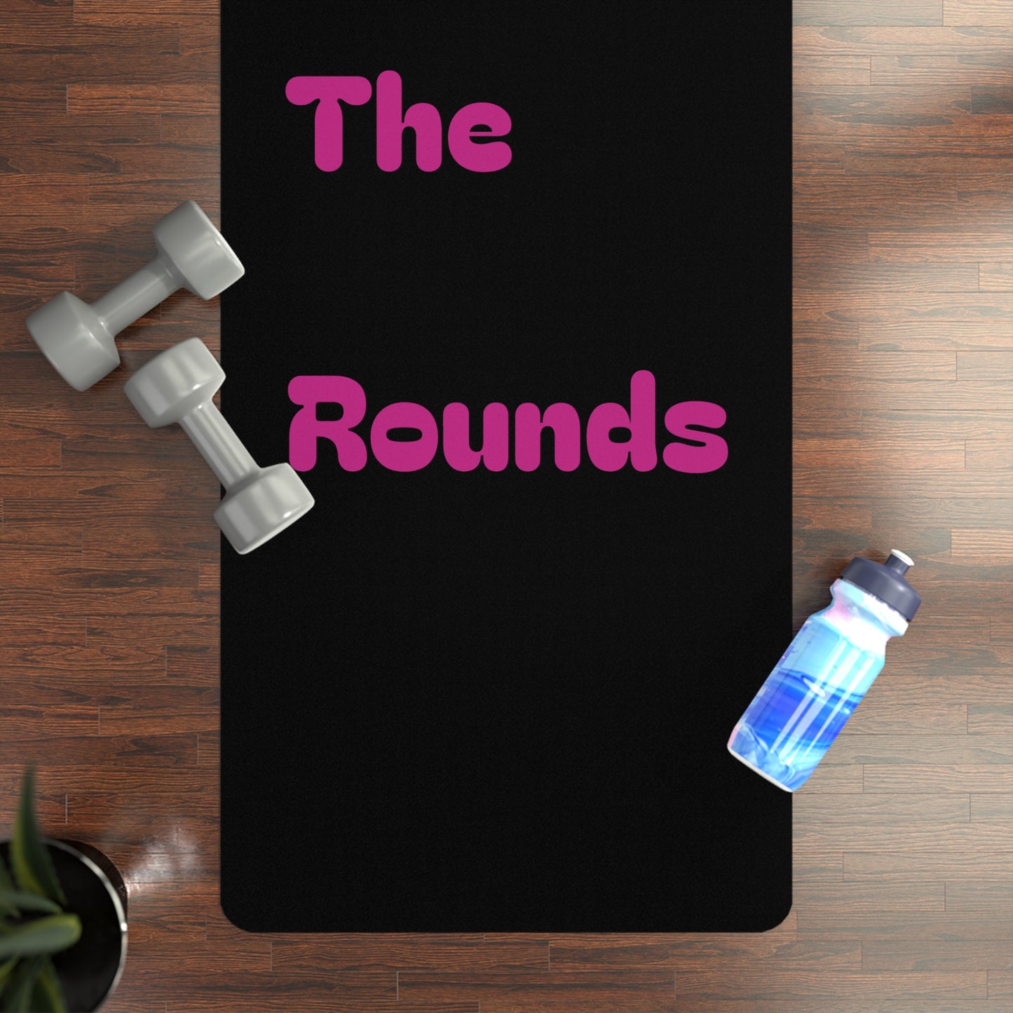 Making The Rounds Black With Pink Rubber Yoga Mat