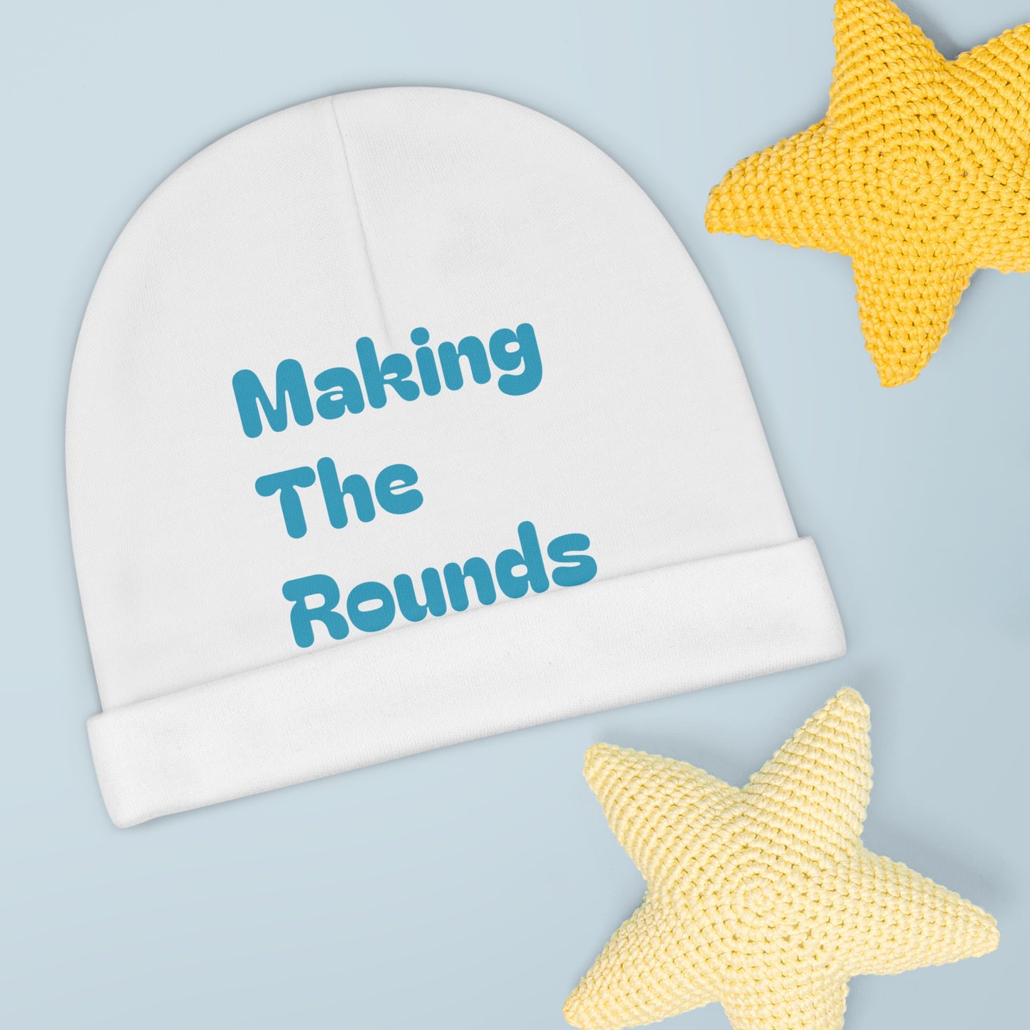 Making The Rounds Blue Baby Beanie (AOP)