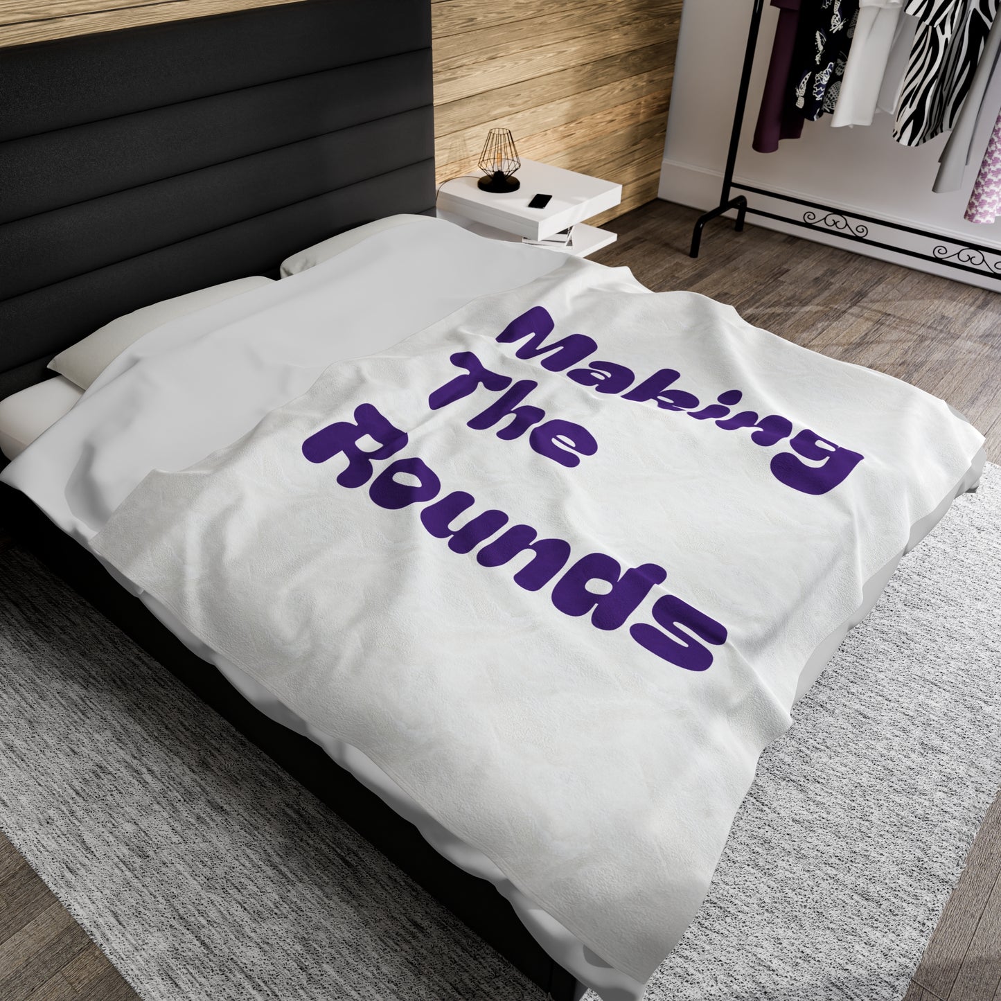 Making The Rounds Purple Velveteen Plush Blanket