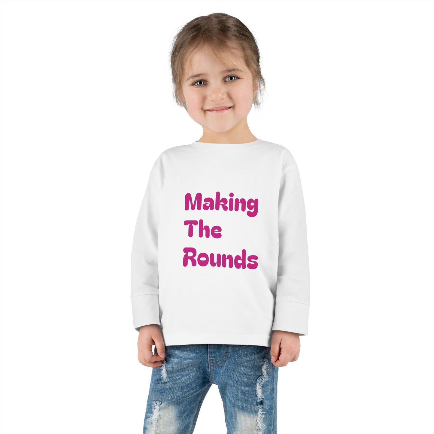 Making The Rounds Pink Toddler Long Sleeve Tee
