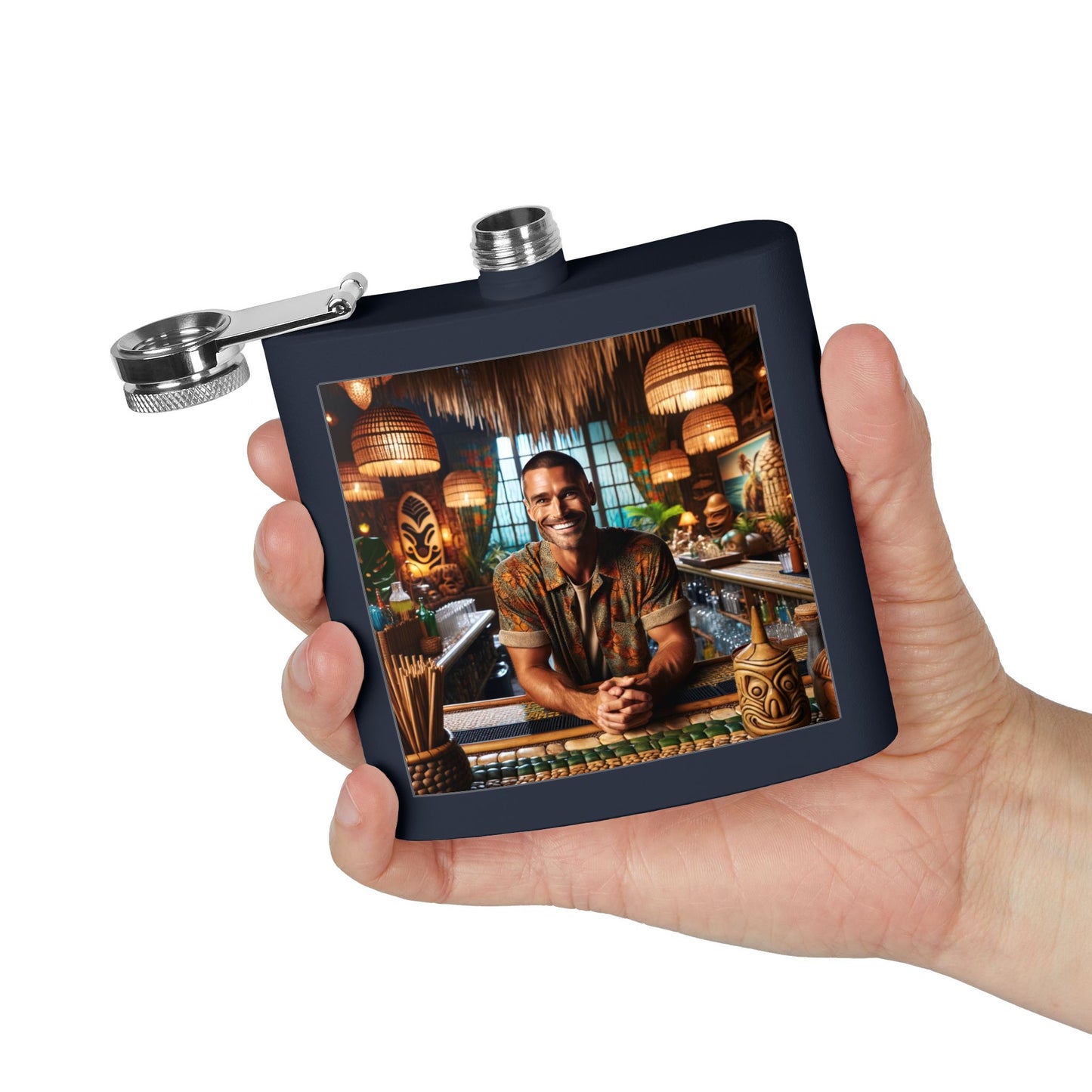 Tiki Bar Flask – 6oz Stainless Steel Hipster Cocktail Hip Flask