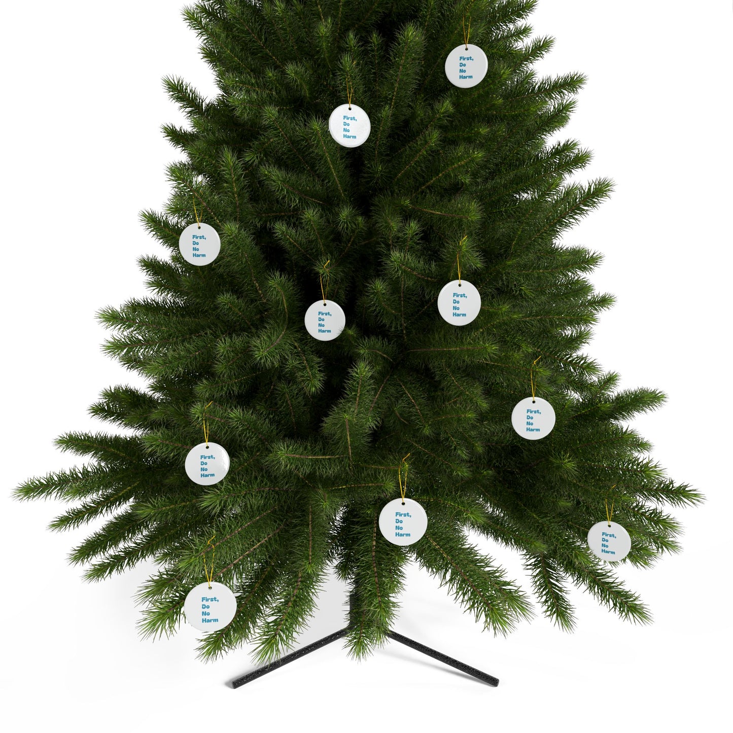 First Do No Harm Blue Ceramic Ornaments, 2-Side Print, (1pc, 3pcs, 5pcs, 10pcs)