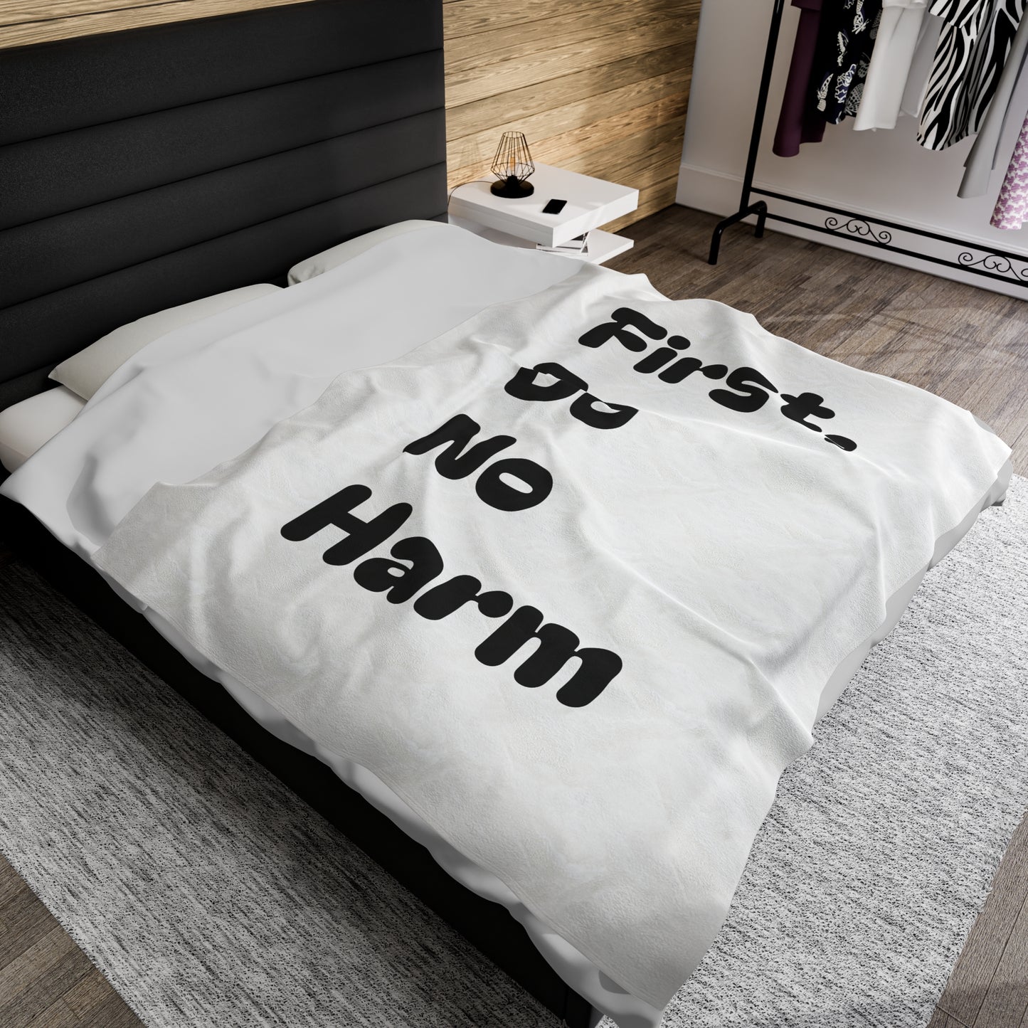 First Do No Harm Black Velveteen Plush Blanket