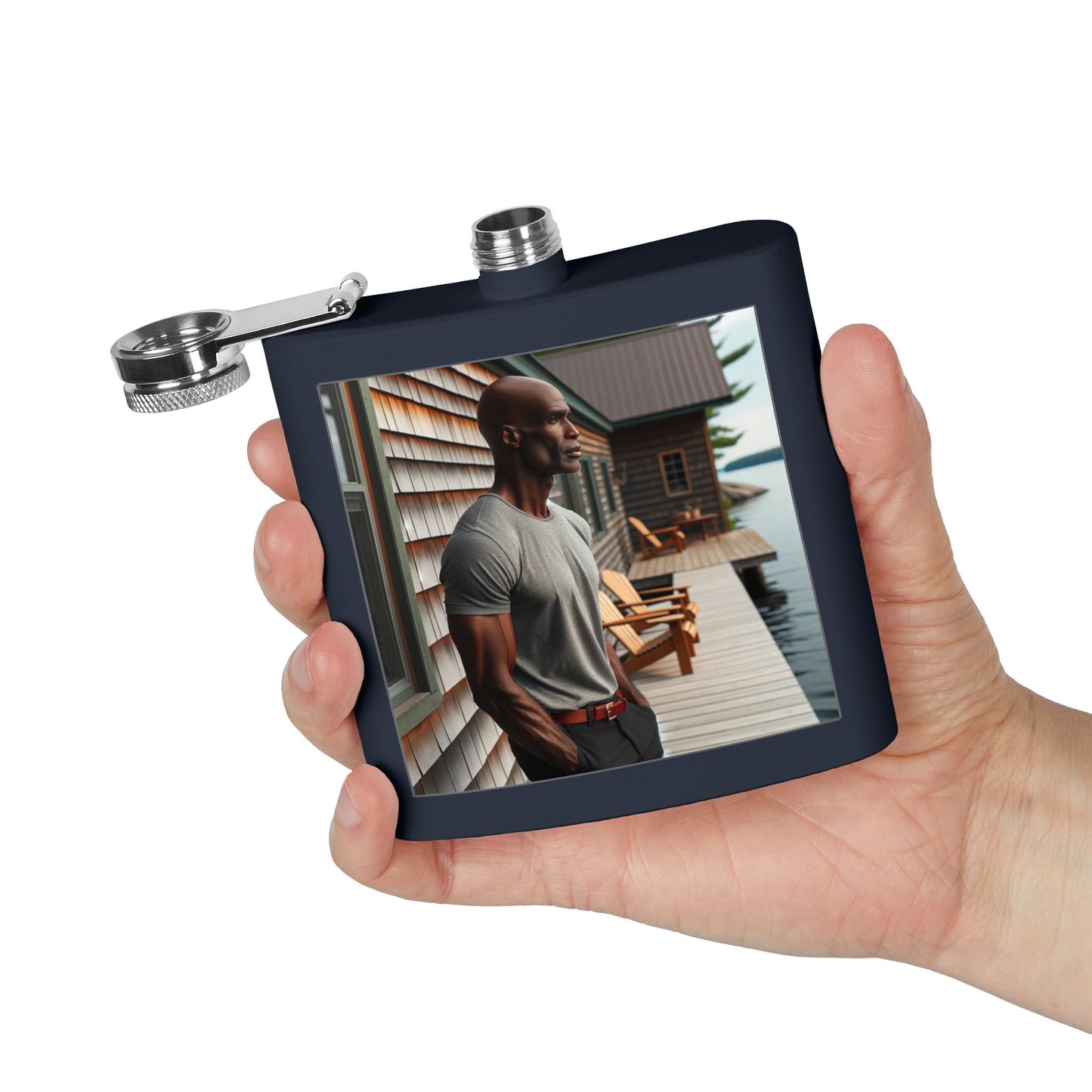 6oz Stainless Steel Flask — Lakeside Cabin Photo Design