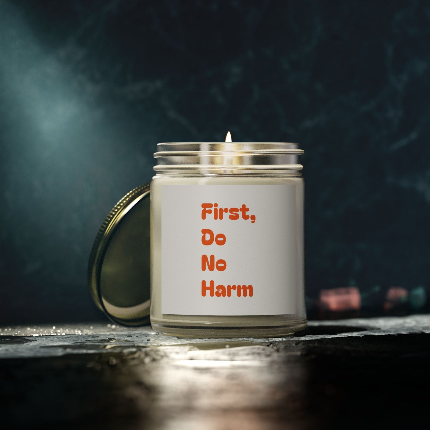 First Do No Harm Orange Scented Candles, Coconut Apricot Wax (4oz, 9oz)