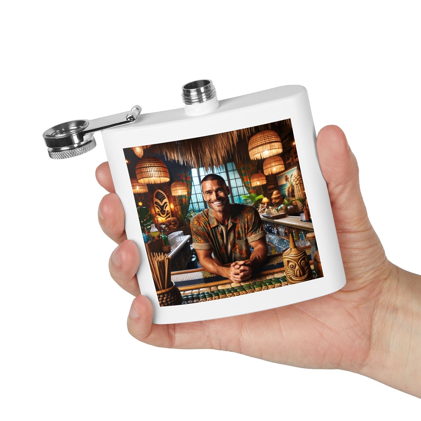 Tiki Bar Flask – 6oz Stainless Steel Hipster Cocktail Hip Flask