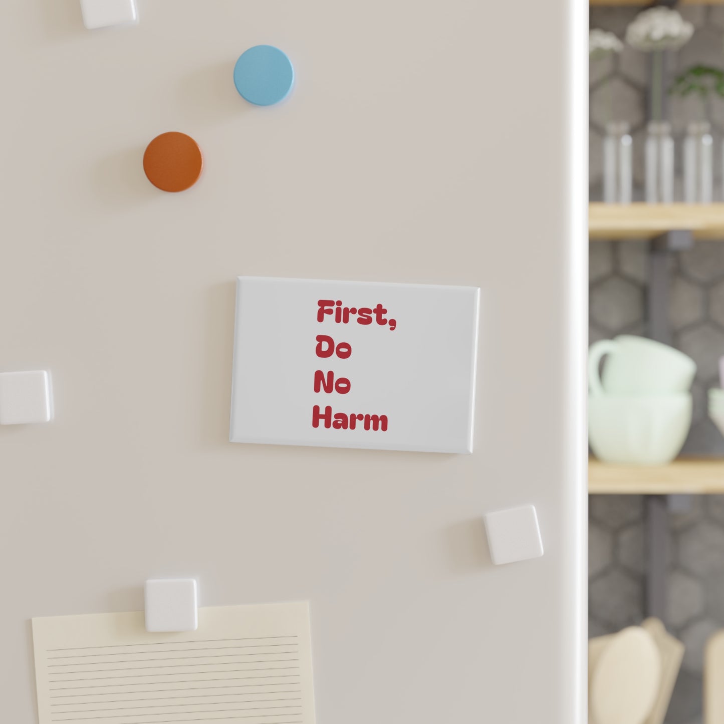 First, Do No Harm Red Button Magnet, Rectangle (1 & 10 pcs)