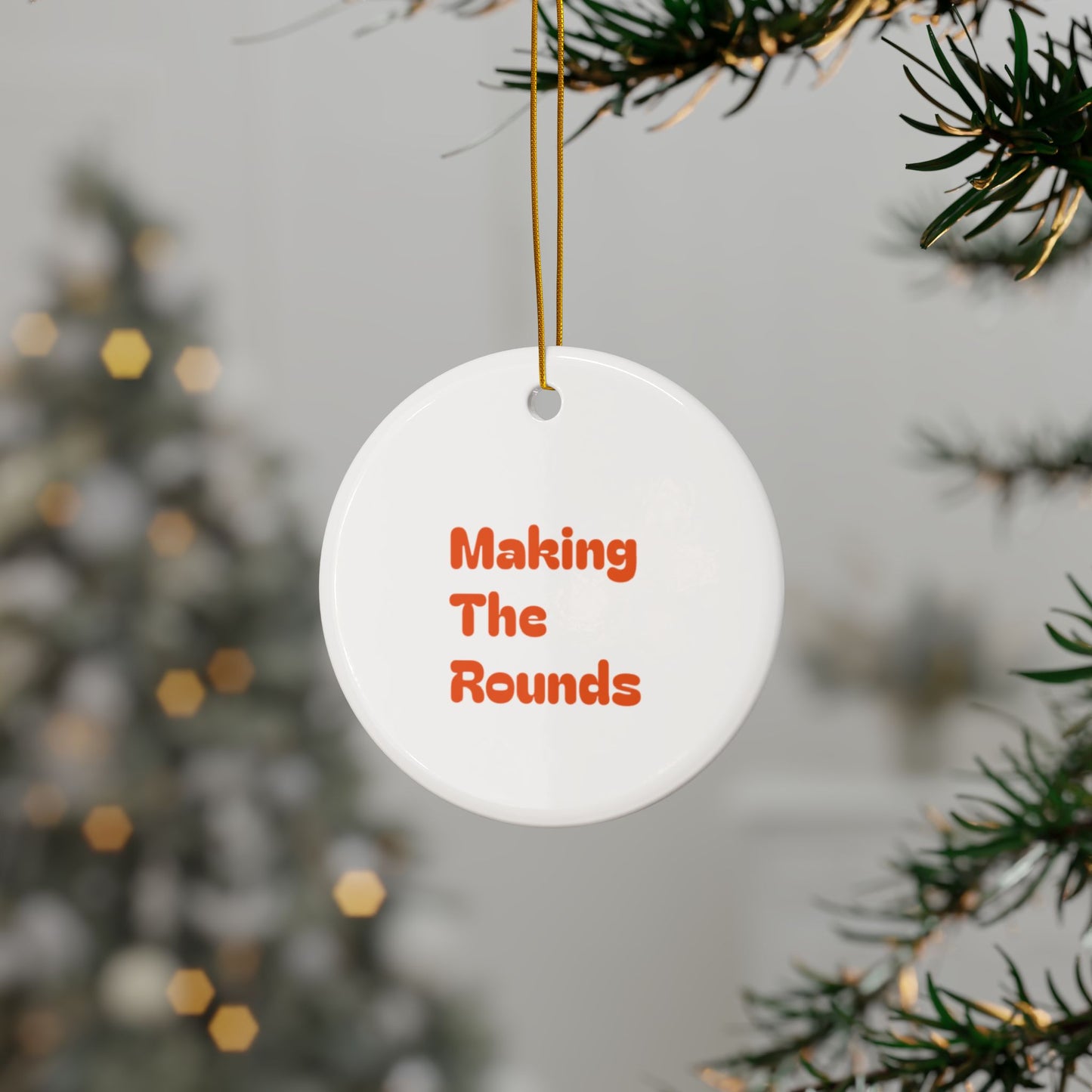 Making The Rounds Orange Ceramic Ornaments, 2-Side Print, (1pc, 3pcs, 5pcs, 10pcs)