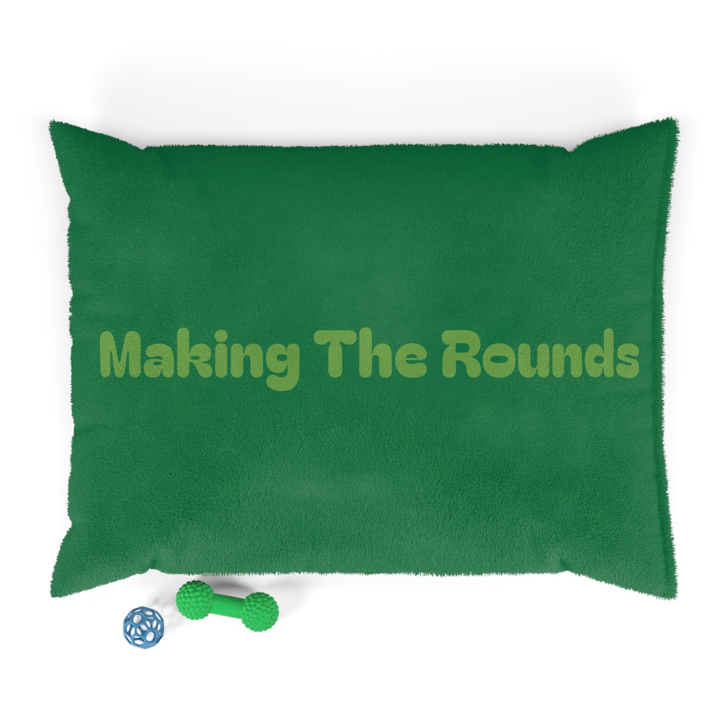 Making The Rounds Dark Green with Light Green Pet Bed