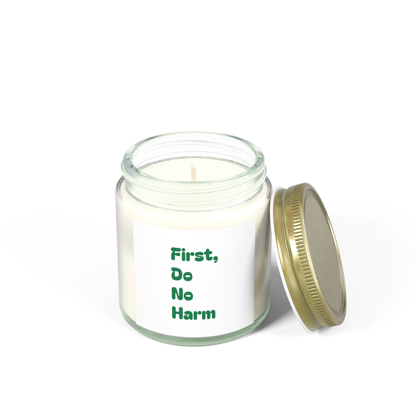 First Do No Harm Green Scented Candles, Coconut Apricot Wax (4oz, 9oz)
