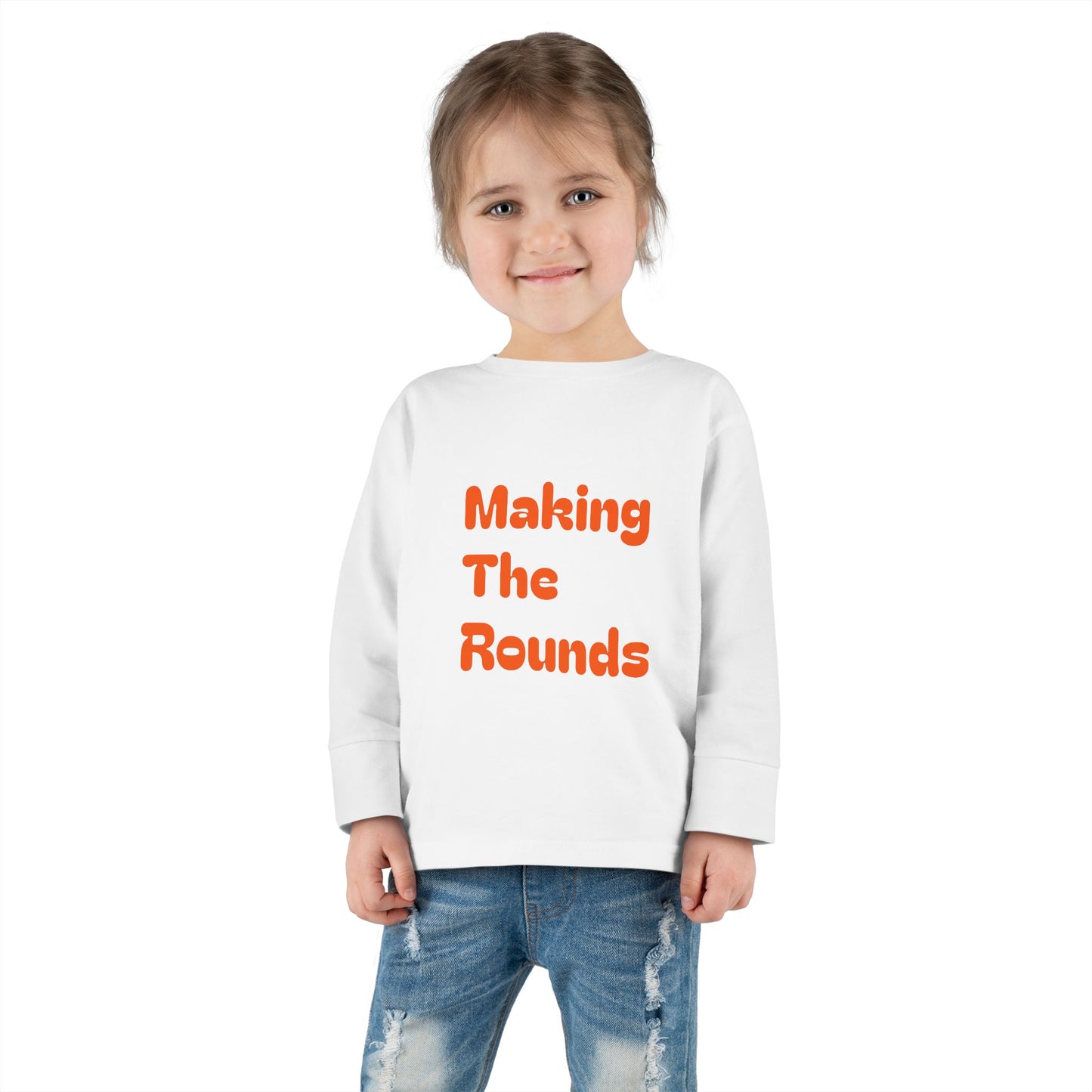 Making The Rounds Orange Toddler Long Sleeve Tee