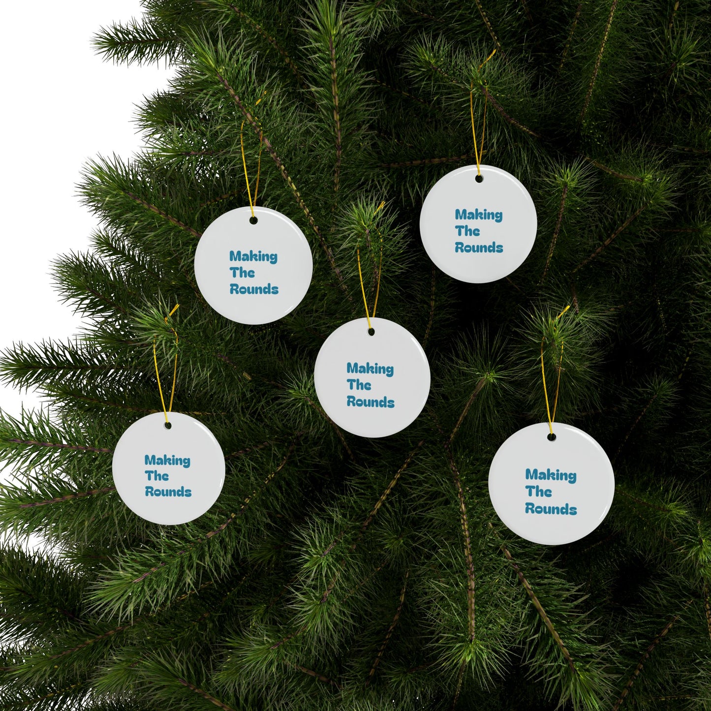 Making The Rounds Blue Ceramic Ornaments, 2-Side Print, (1pc, 3pcs, 5pcs, 10pcs)