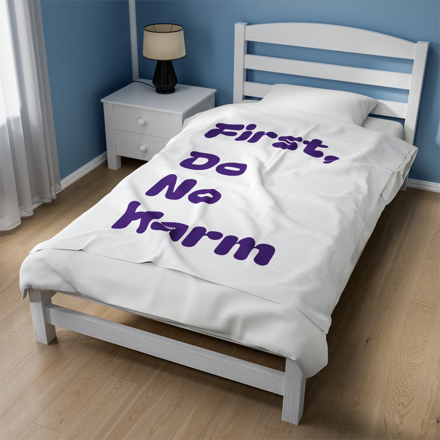 First Do No Harm Purple Velveteen Plush Blanket