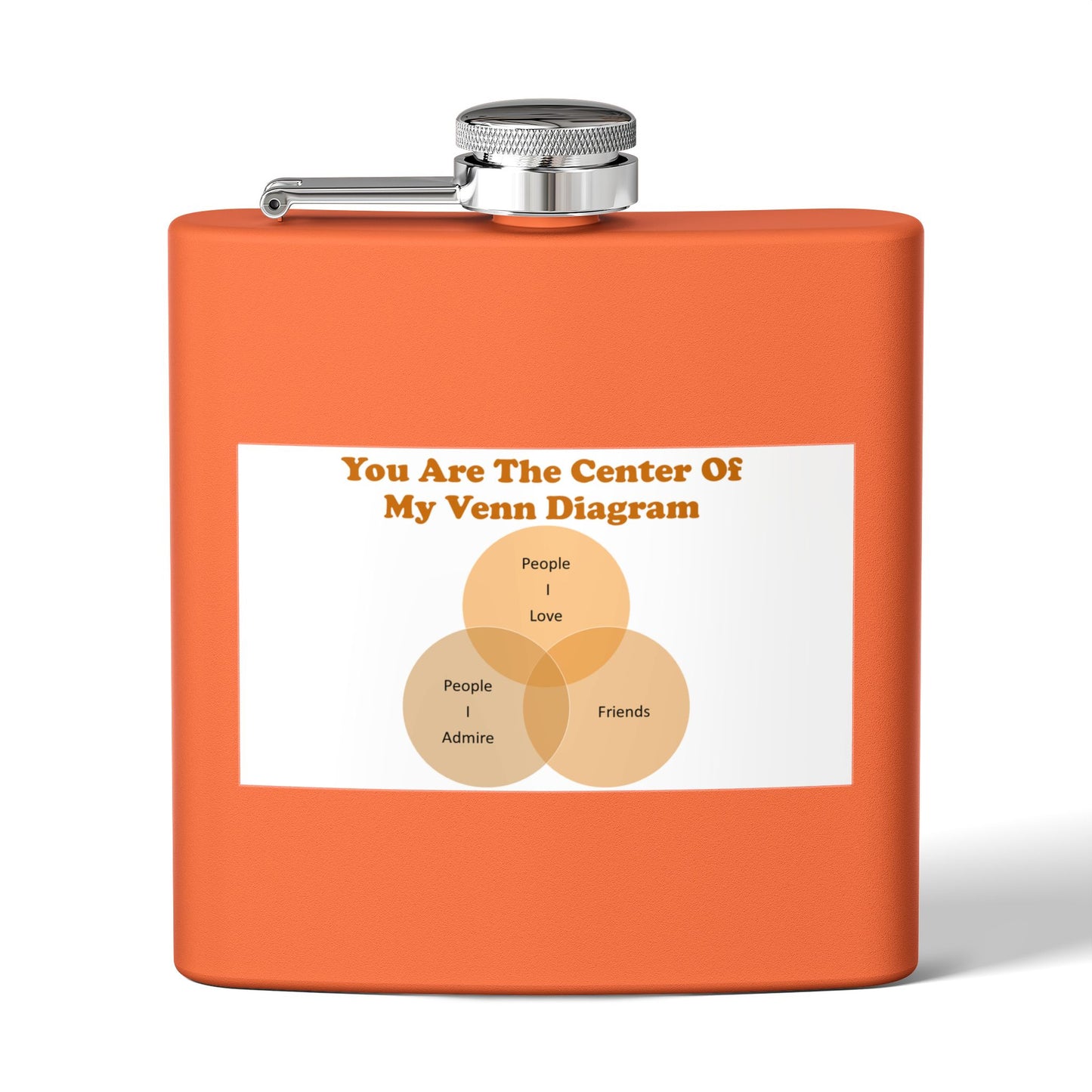 6oz Stainless Steel Flask — "You Are The Center Of My Venn Diagram" Funny Venn Diagram Gift