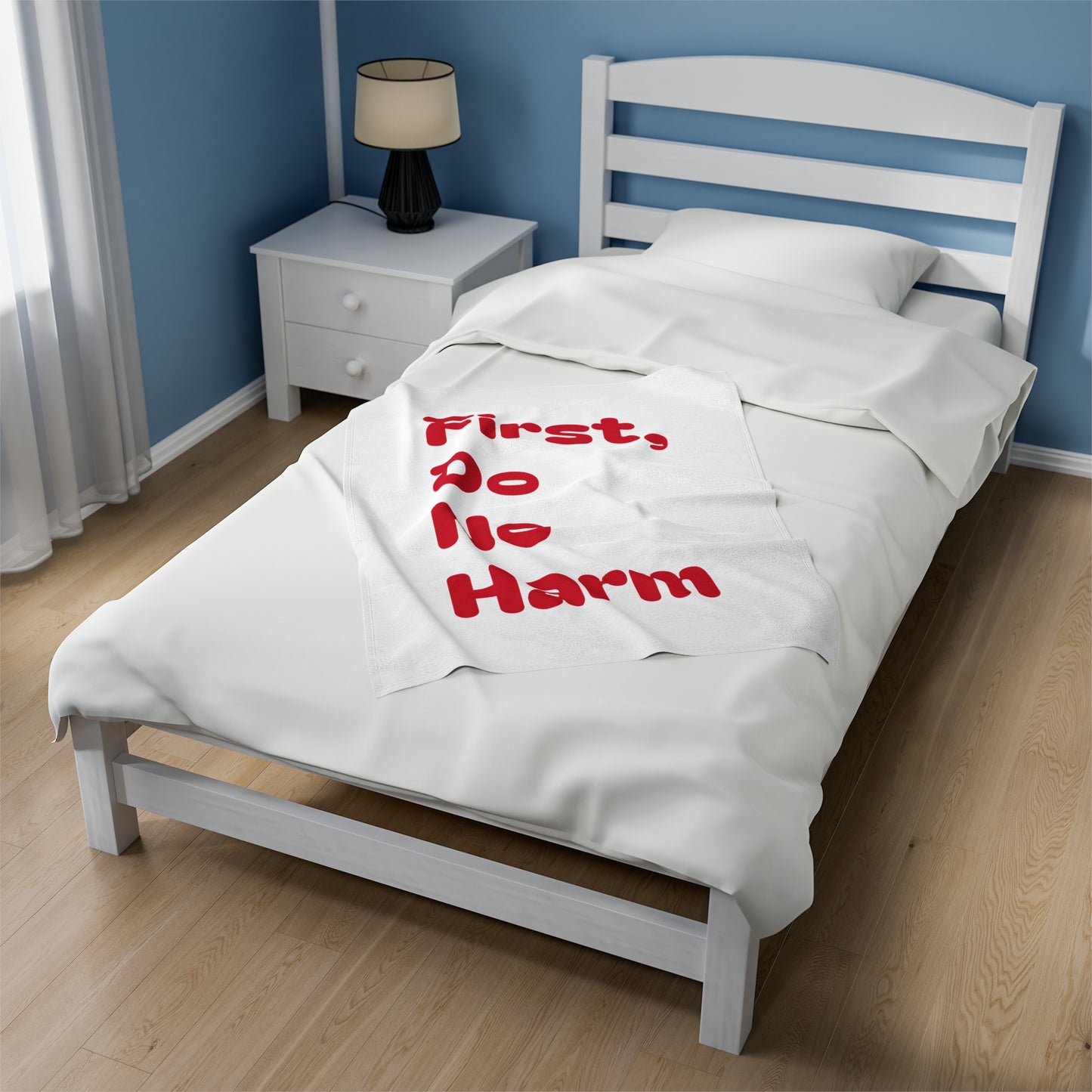 First Do No Harm Red Velveteen Plush Blanket