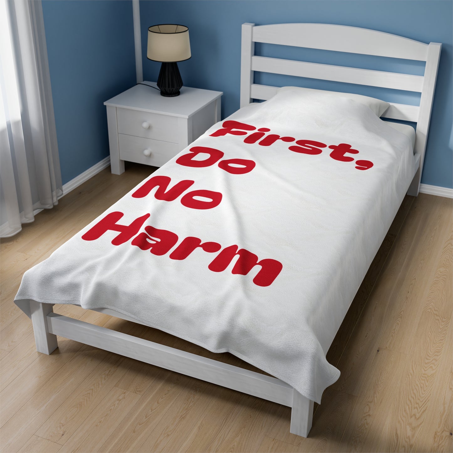 First Do No Harm Red Velveteen Plush Blanket