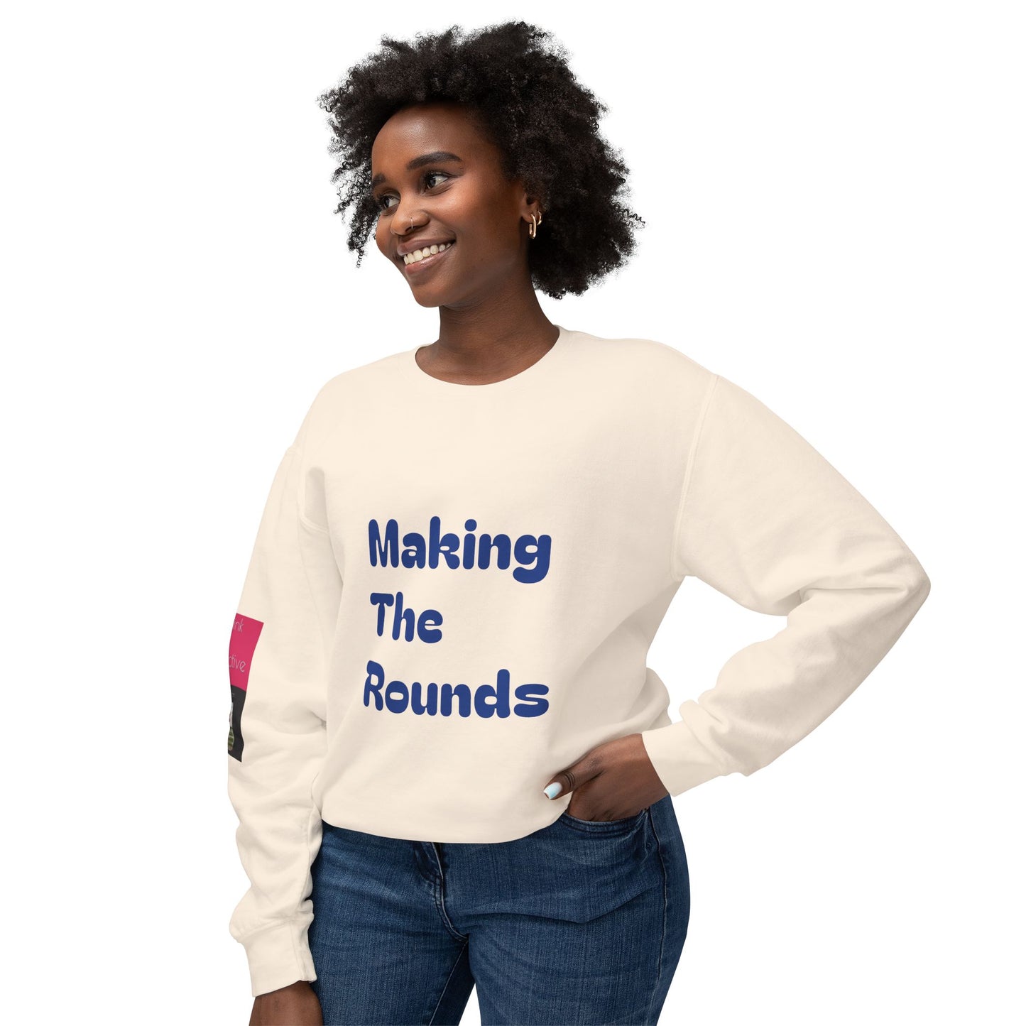 Making The Rounds Dark Blue Unisex Lightweight Crewneck Sweatshirt