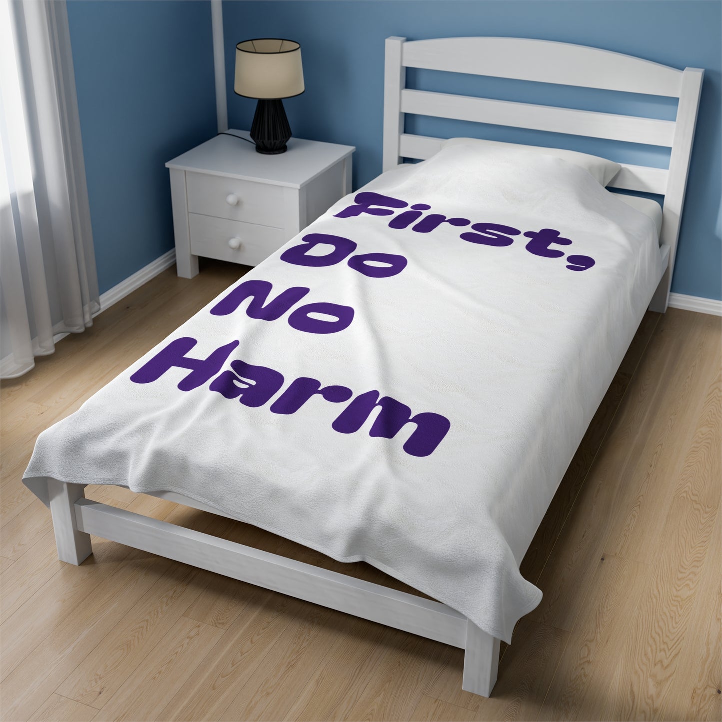 First Do No Harm Purple Velveteen Plush Blanket