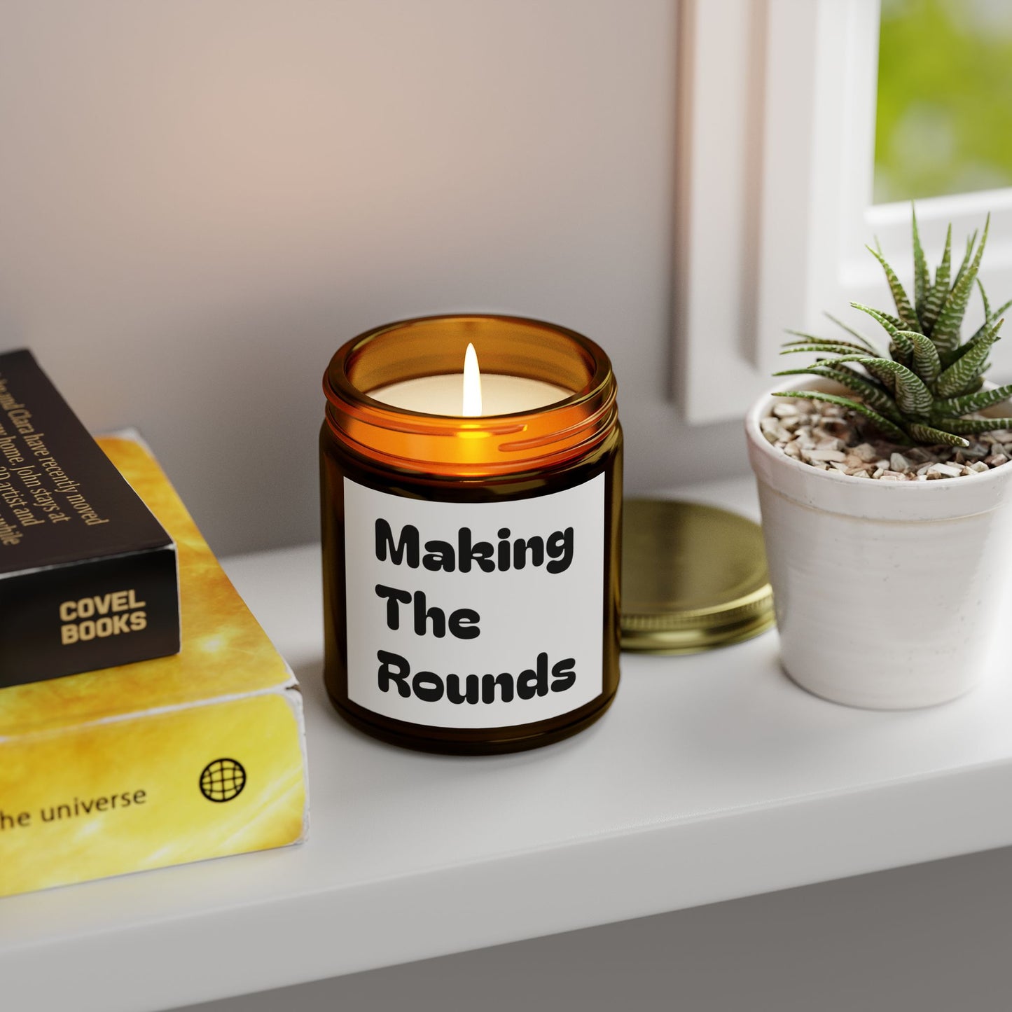 Making The Rounds Black Scented Candles, Coconut Apricot Wax (4oz, 9oz)