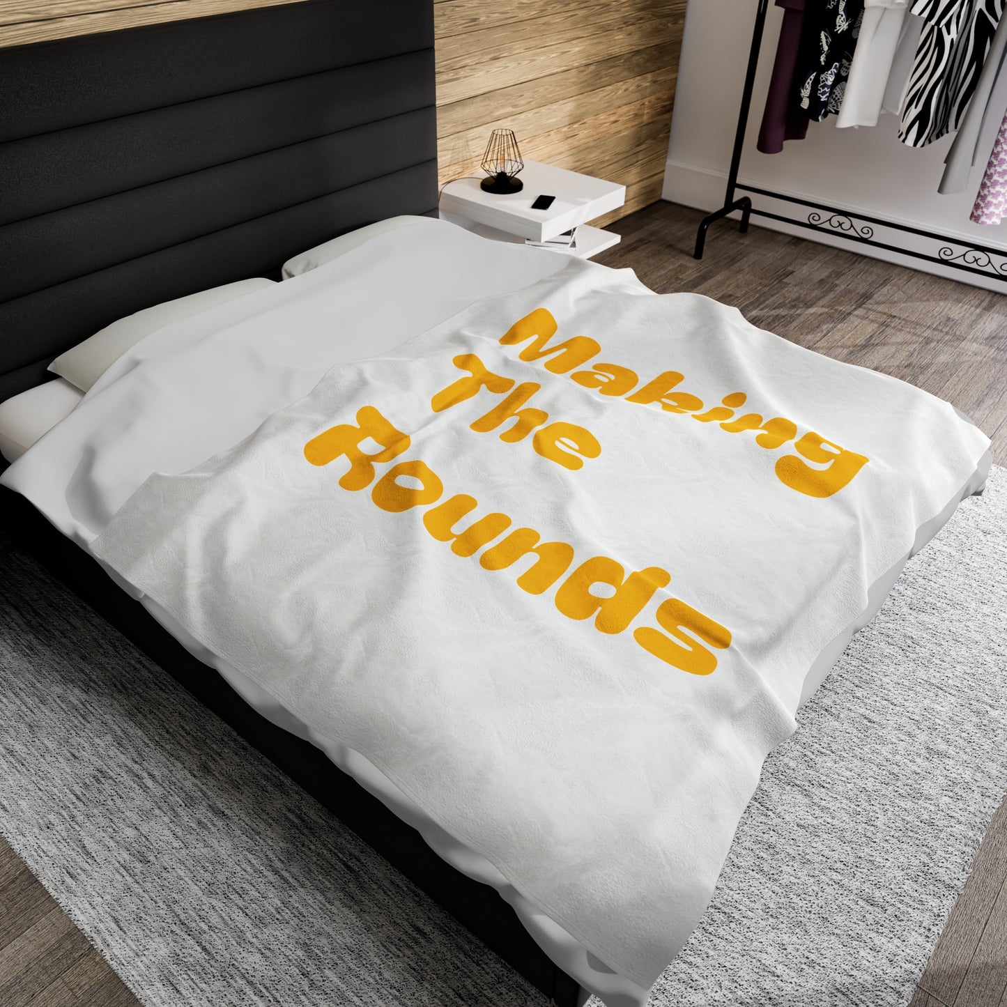 Making The Rounds Yellow Velveteen Plush Blanket