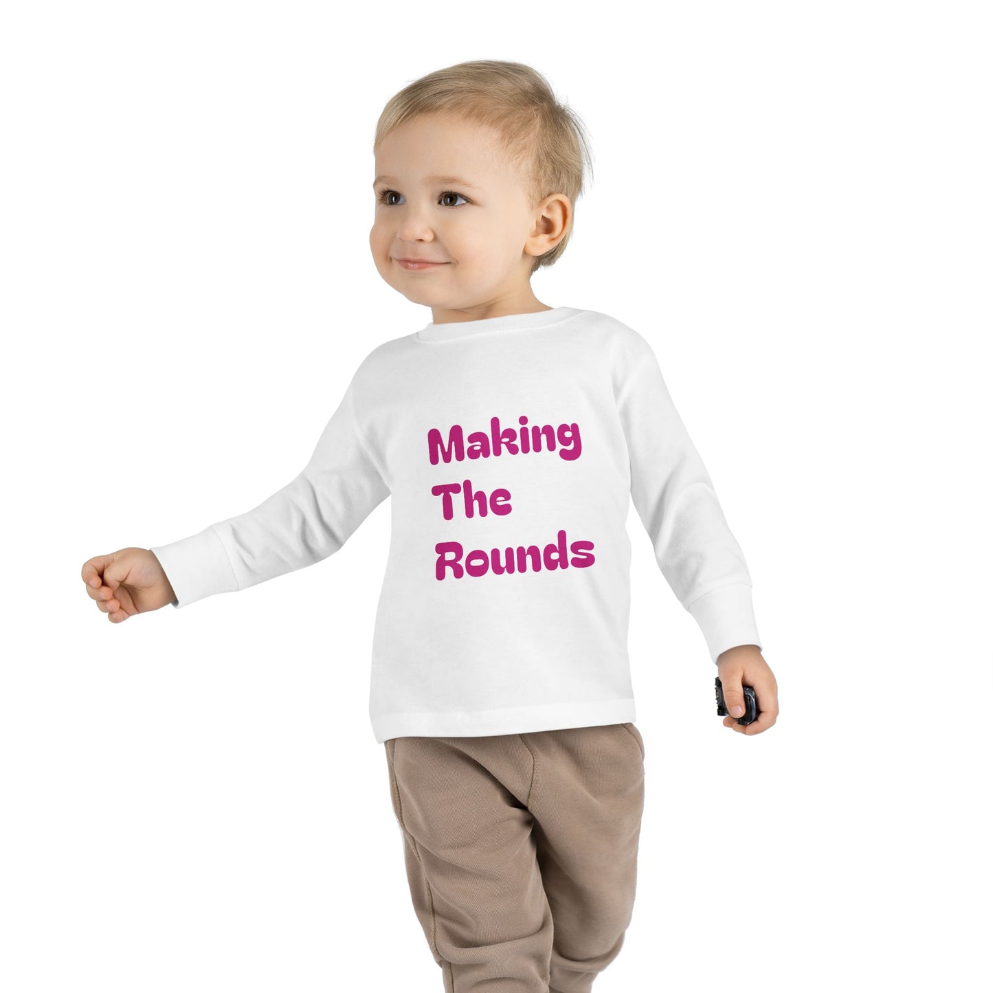 Making The Rounds Pink Toddler Long Sleeve Tee