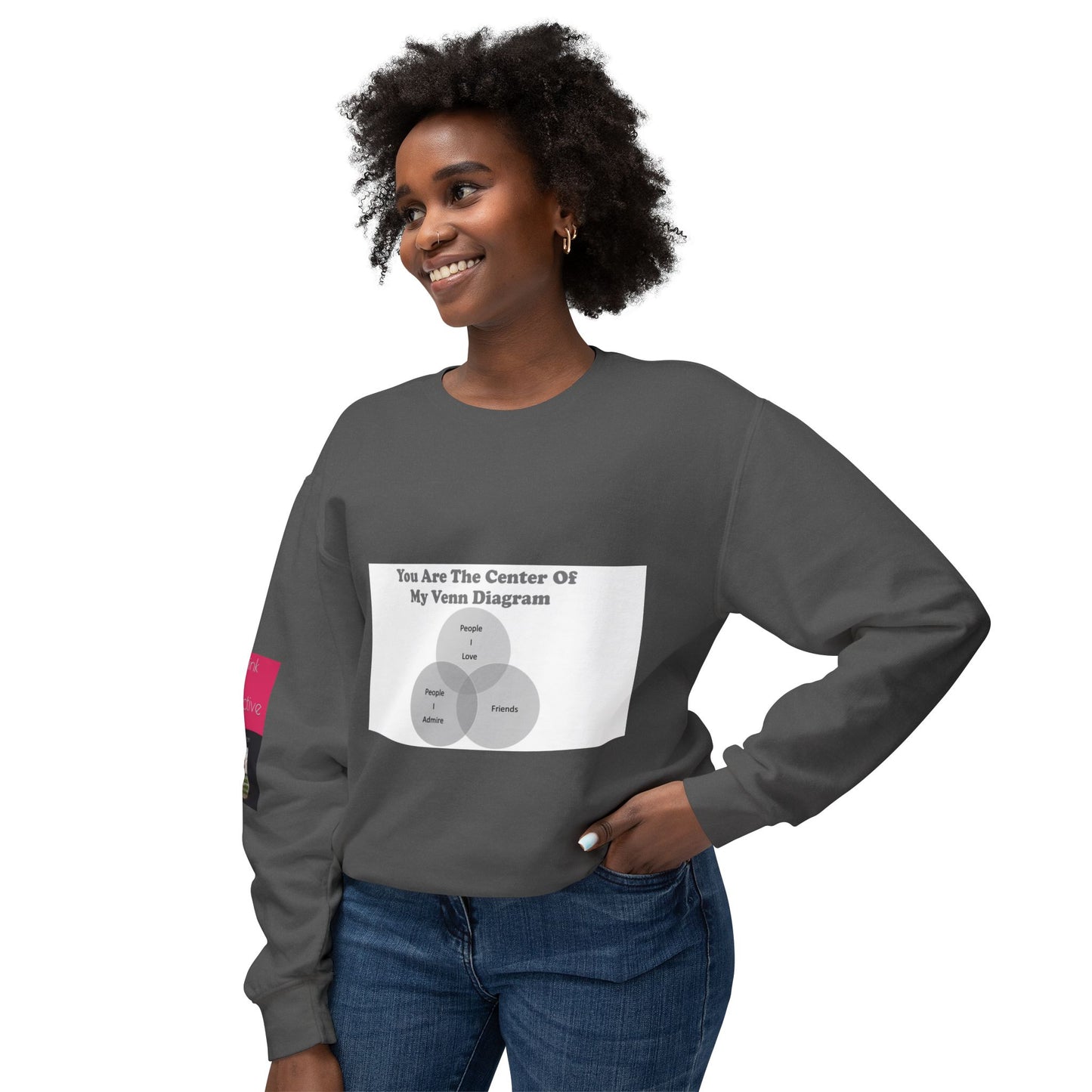 You Are The Center Of My Venn Diagram Black / Grey Unisex Lightweight Crewneck Sweatshirt