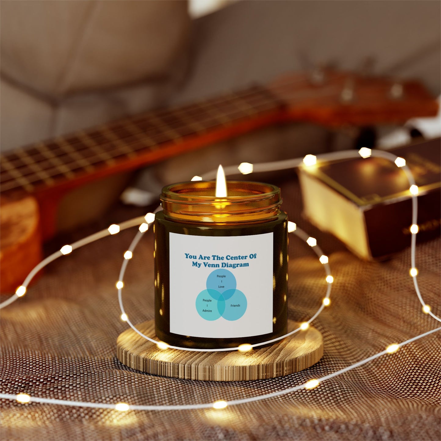 You Are The Center Of My Venn Diagram Blue Scented Candles, Coconut Apricot Wax (4oz, 9oz)