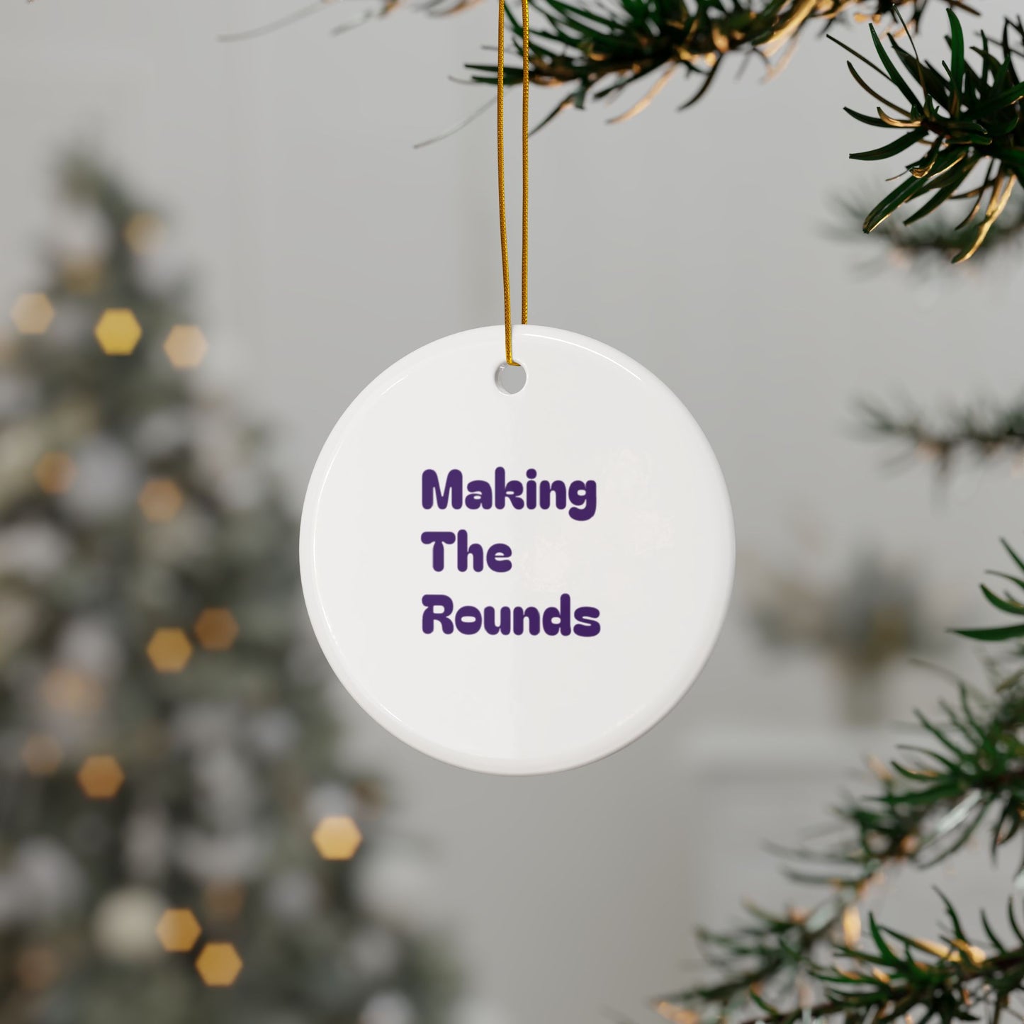 Making The Rounds Purple Ceramic Ornaments, 2-Side Print, (1pc, 3pcs, 5pcs, 10pcs)