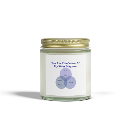 You Are The Center Of  My Venn Diagram purple Scented Candles, Coconut Apricot Wax (4oz, 9oz)