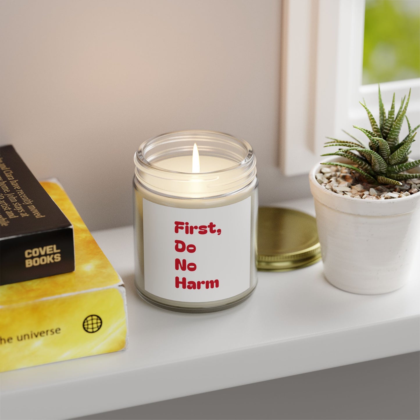 First Do No Harm Red Scented Candles, Coconut Apricot Wax (4oz, 9oz)