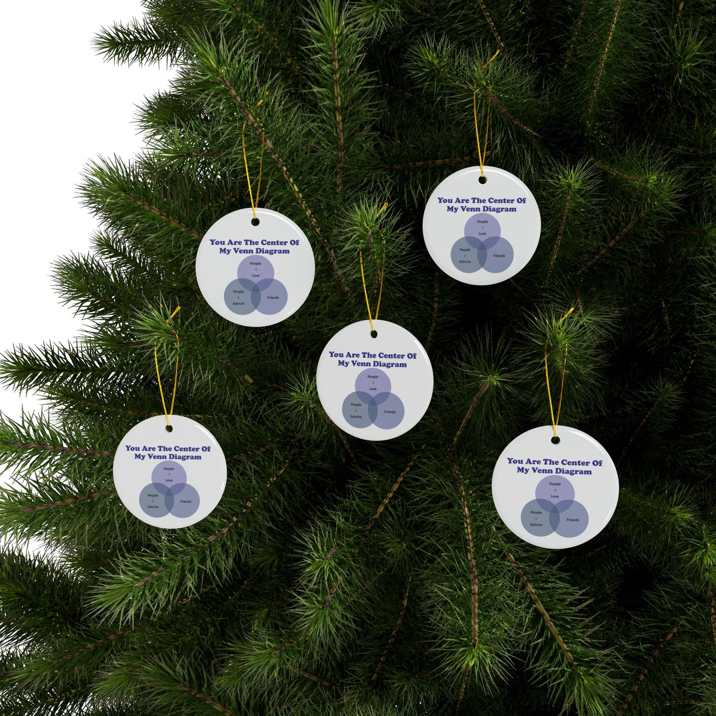 You Are The Center Of My Venn Diagram Purple Ceramic Ornaments, 2-Side Print, (1pc, 3pcs, 5pcs, 10pcs)