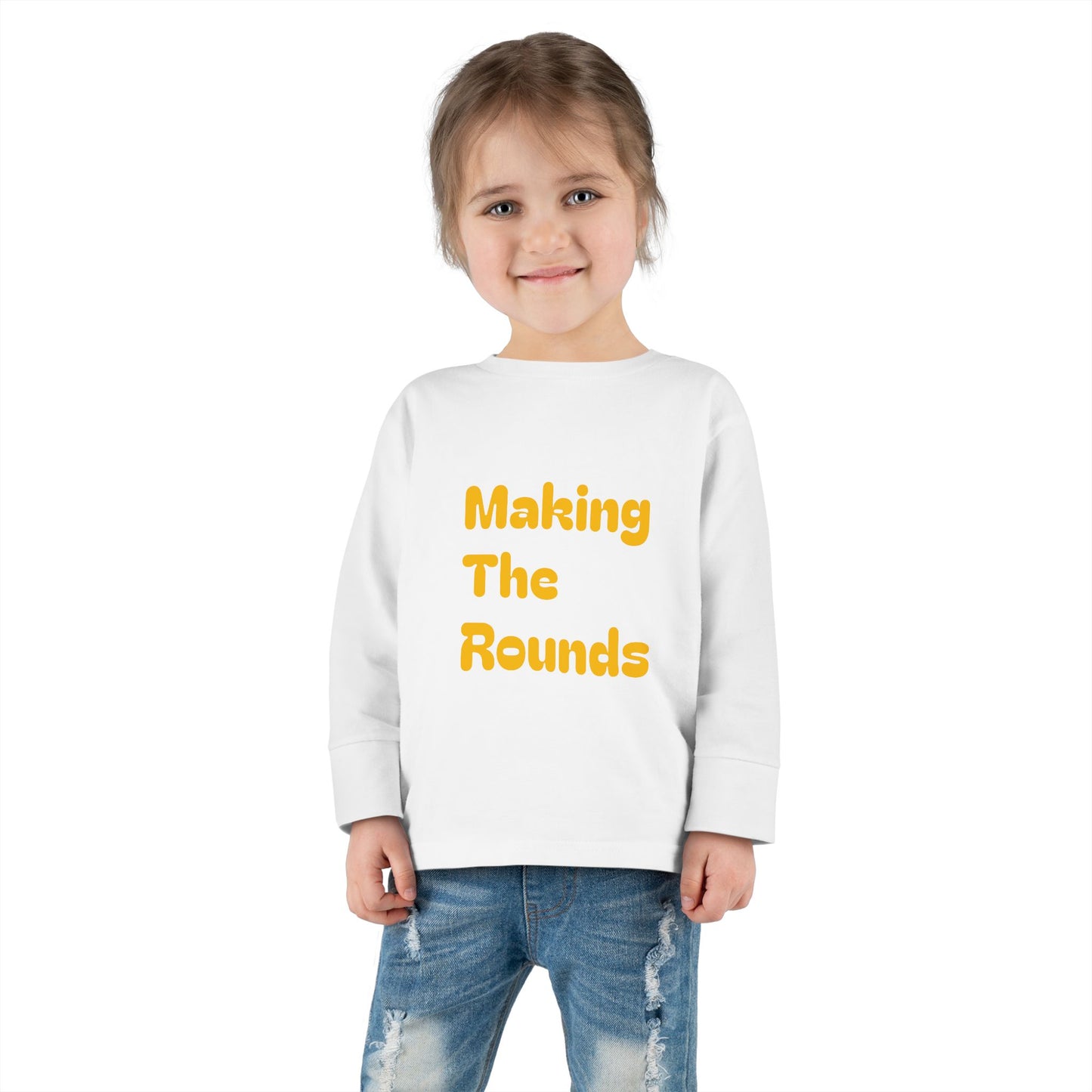 Making The Rounds Yellow Toddler Long Sleeve Tee