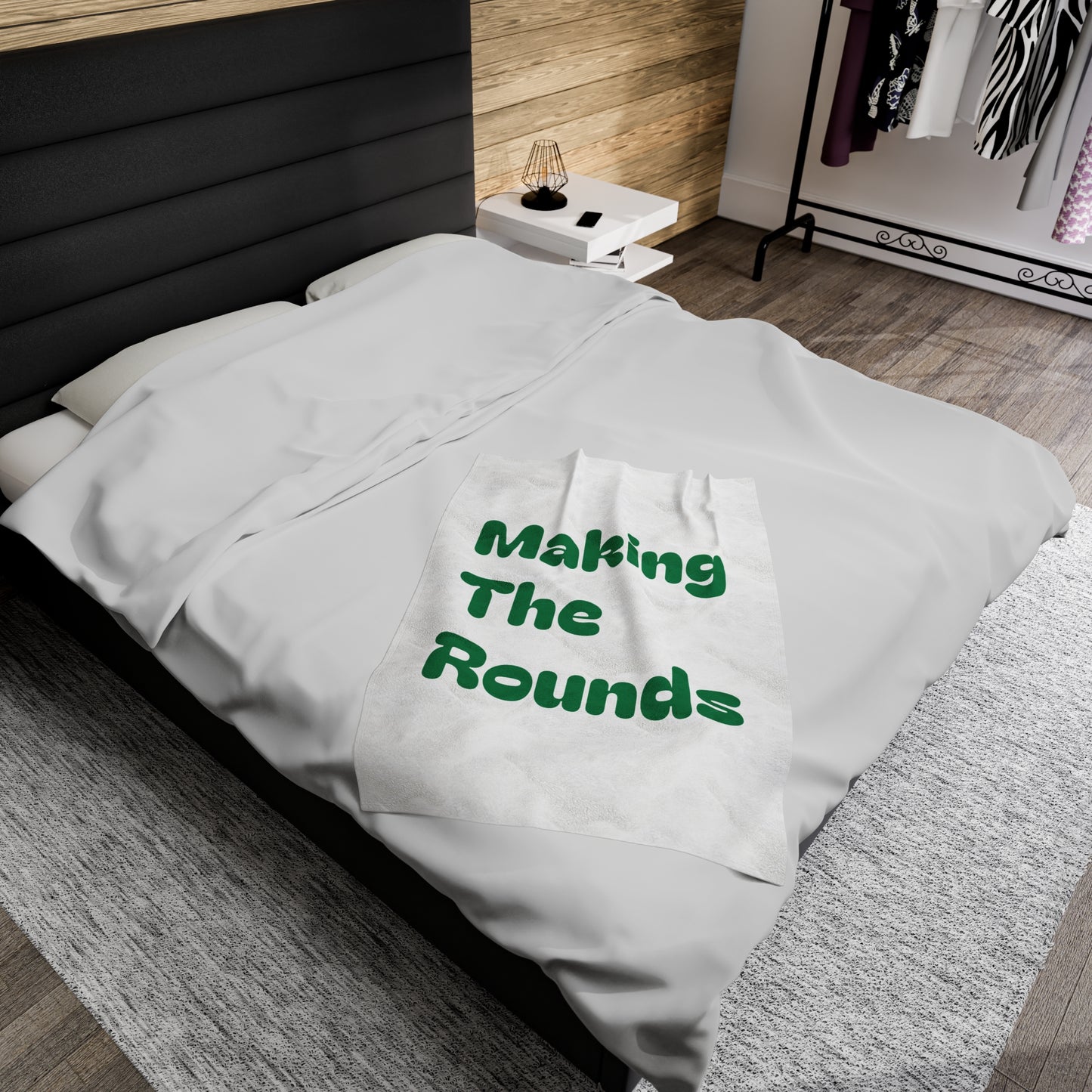 Making The Rounds Green Velveteen Plush Blanket