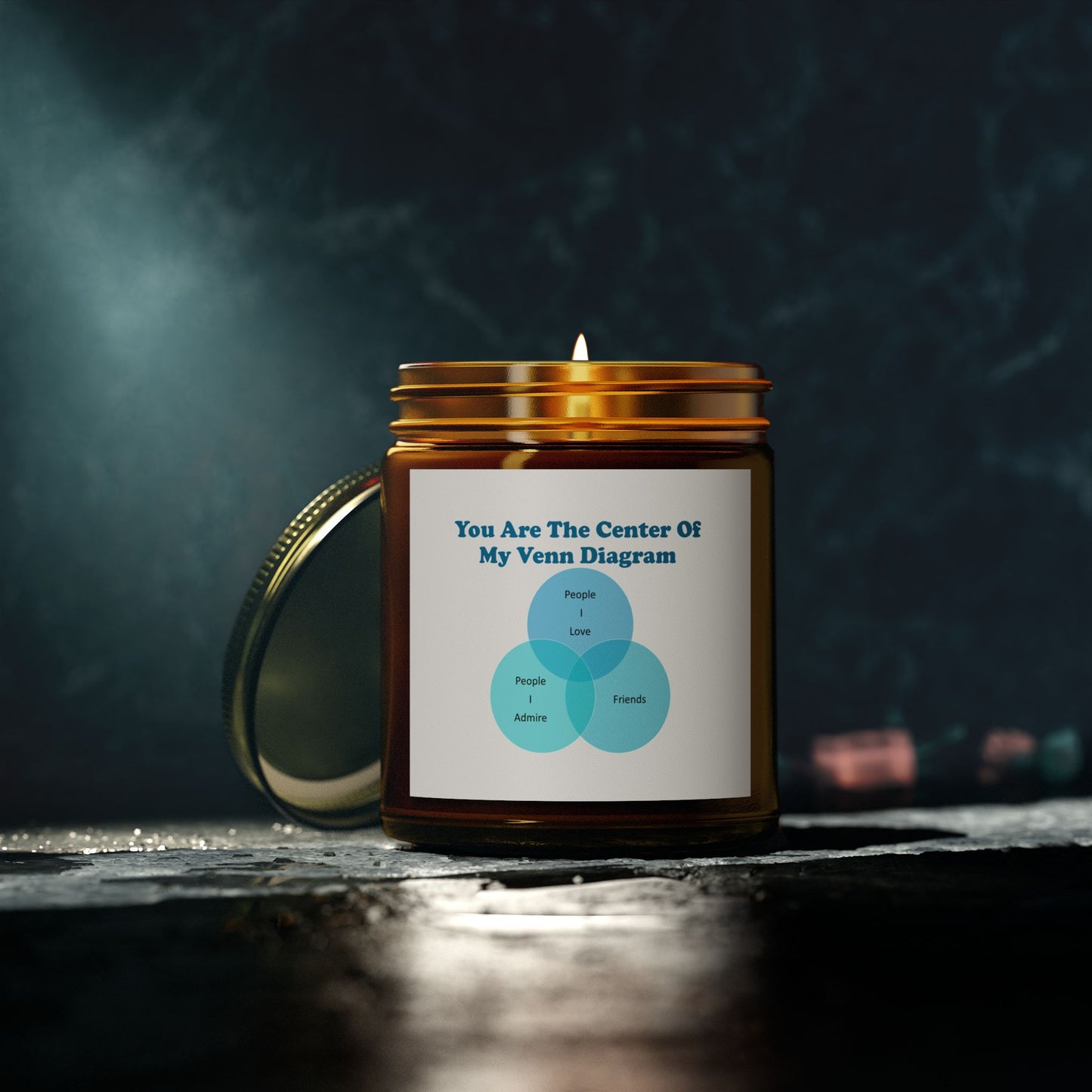 You Are The Center Of My Venn Diagram Blue Scented Candles, Coconut Apricot Wax (4oz, 9oz)