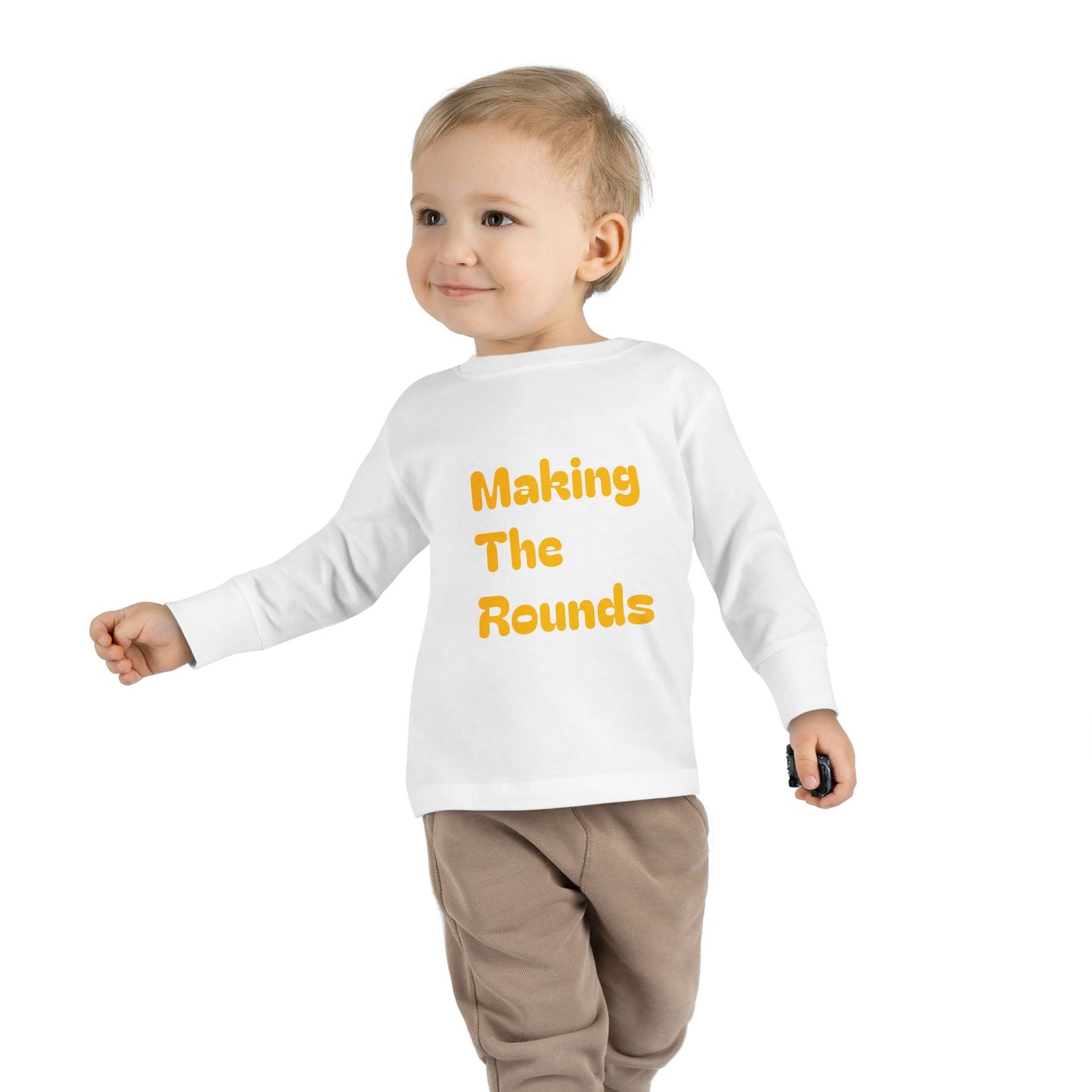 Making The Rounds Yellow Toddler Long Sleeve Tee