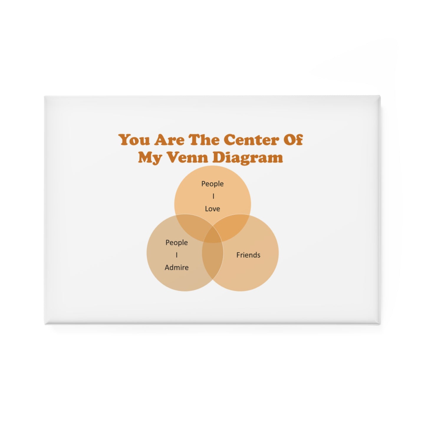 You Are The Center Of My Venn Diagram Orange Button Magnet, Rectangle (1 & 10 pcs)