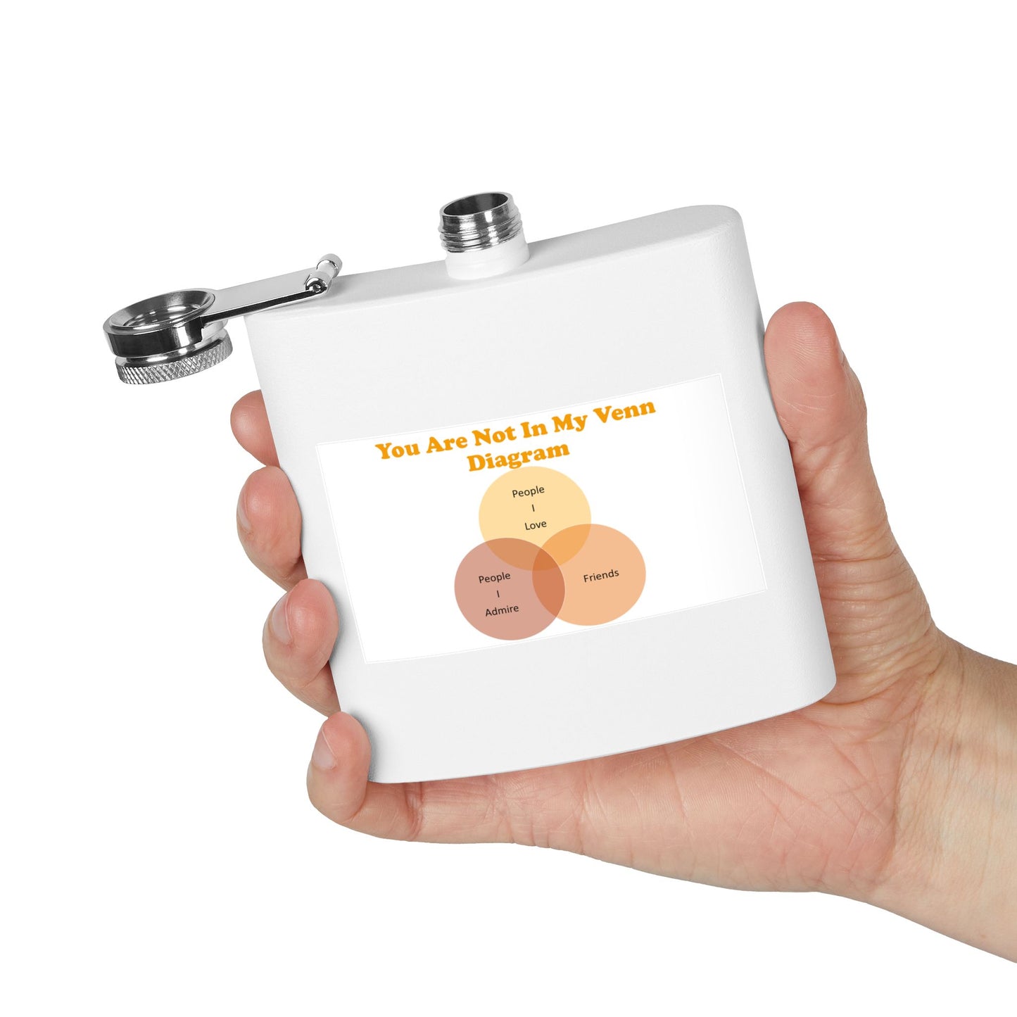 You Are Not In My Venn Diagram Stainless Steel Flask — 6oz Funny Venn Diagram Alcohol Hip Flask