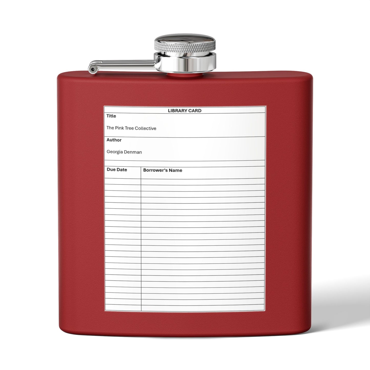 Library Card Stainless Steel Flask — 6oz Novelty Bookish Hip Flask