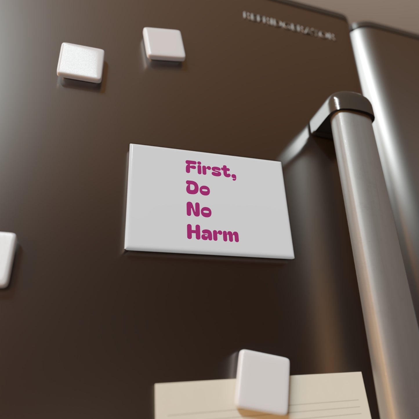 First Do No Harm Pink Button Magnet, Rectangle (1 & 10 pcs)