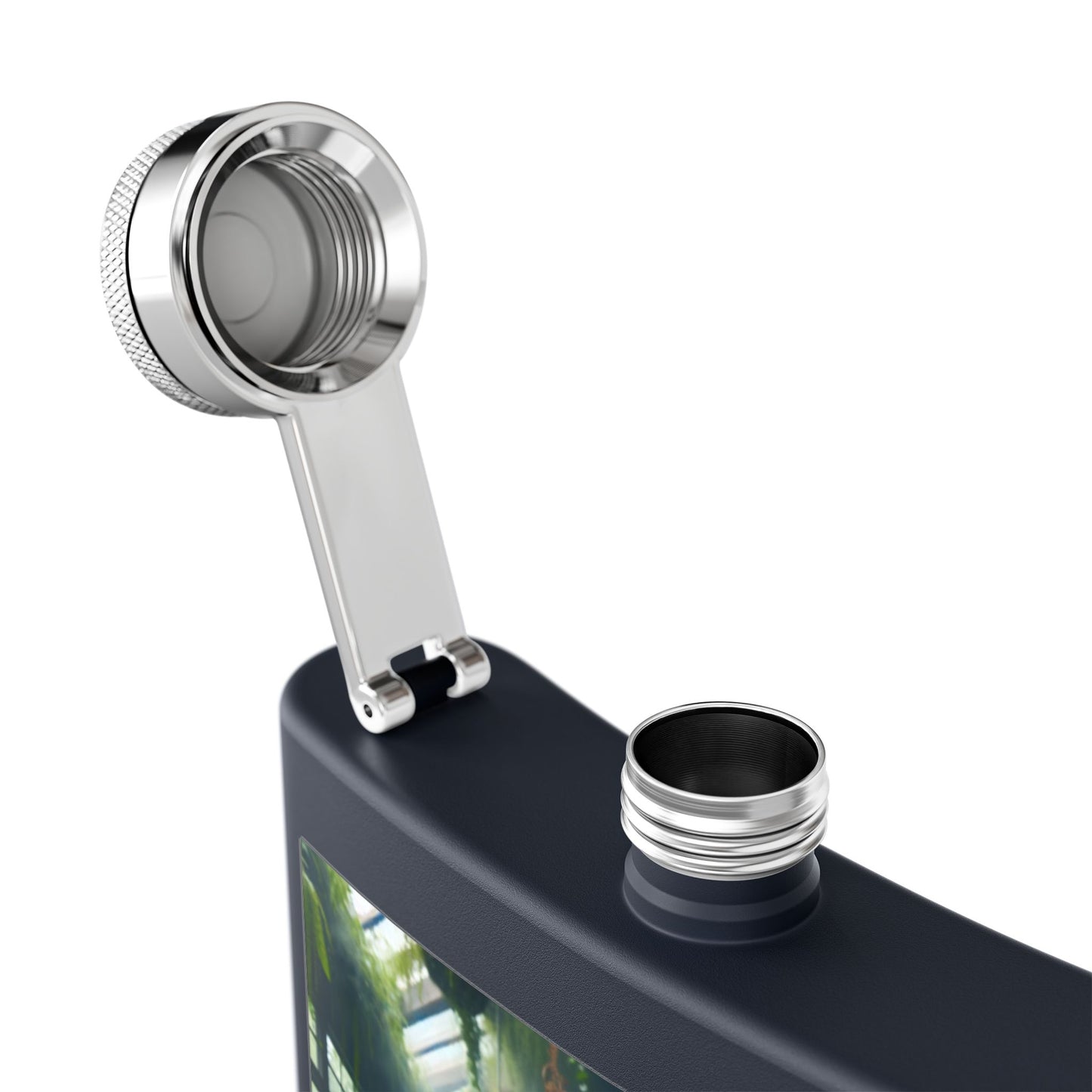 6oz Stainless Steel Flask — Botanical Greenhouse Portrait Design