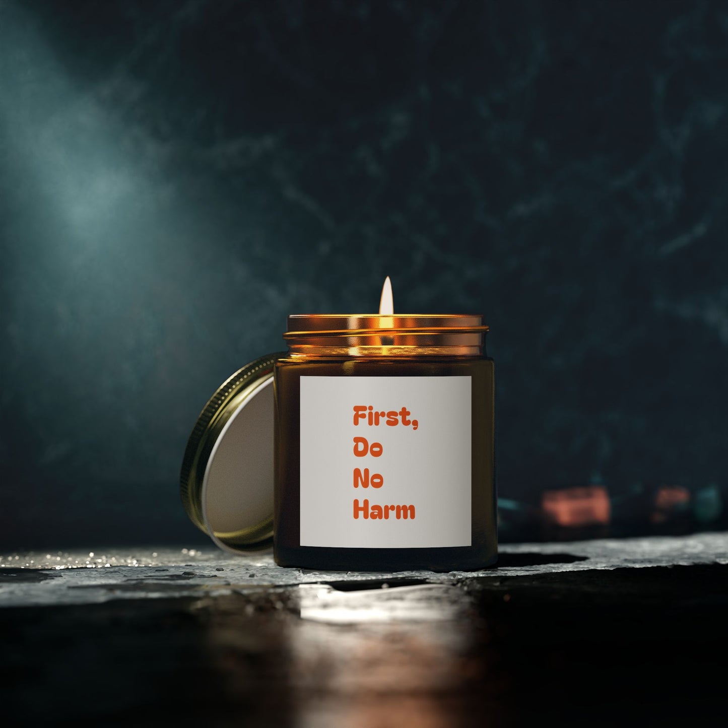 First Do No Harm Orange Scented Candles, Coconut Apricot Wax (4oz, 9oz)